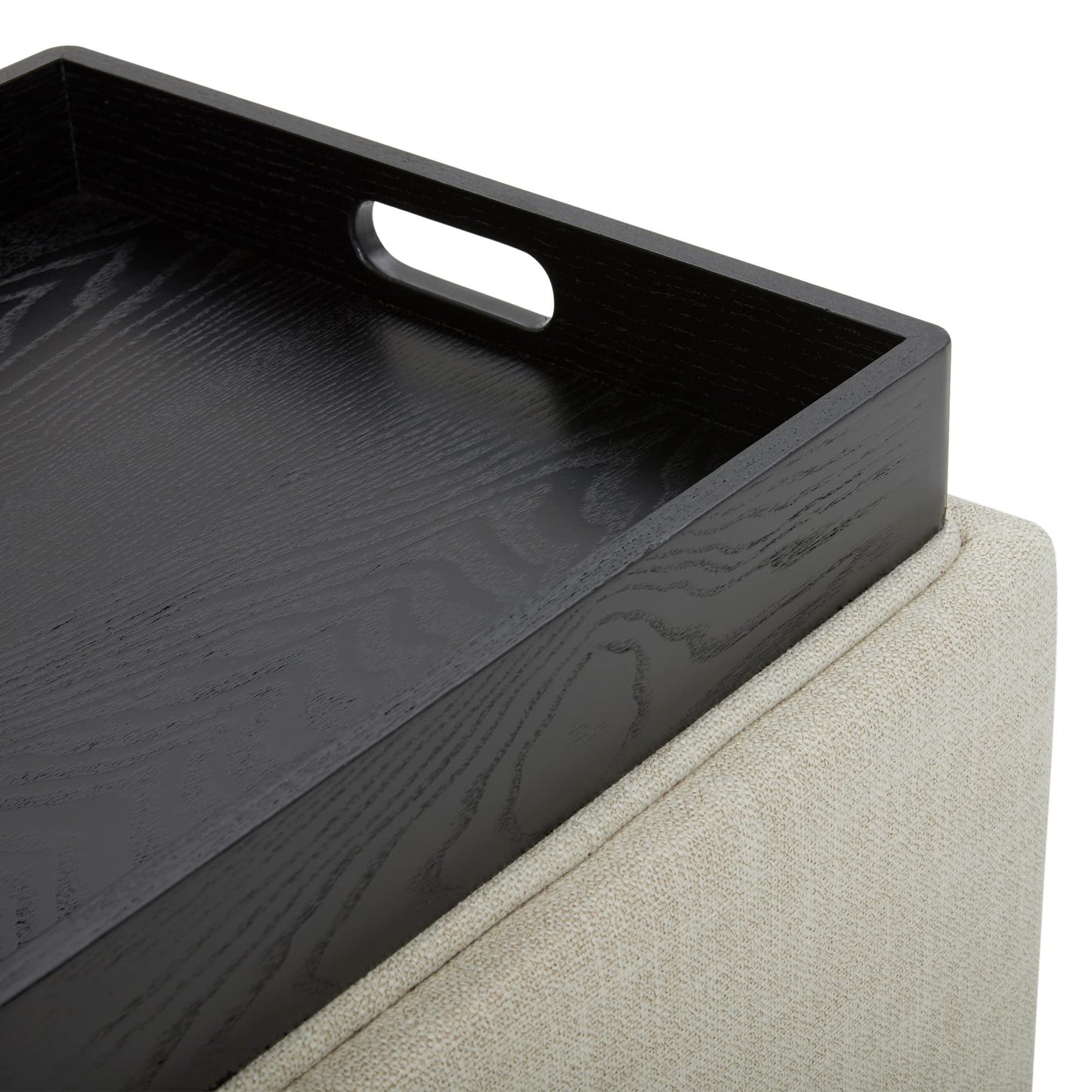 CHITA Storage Ottoman Cube with Tray Lid, Small Footstool with Storage, Square End Table for Living Room and Bedroom, Faux Leather in Saddle Brown