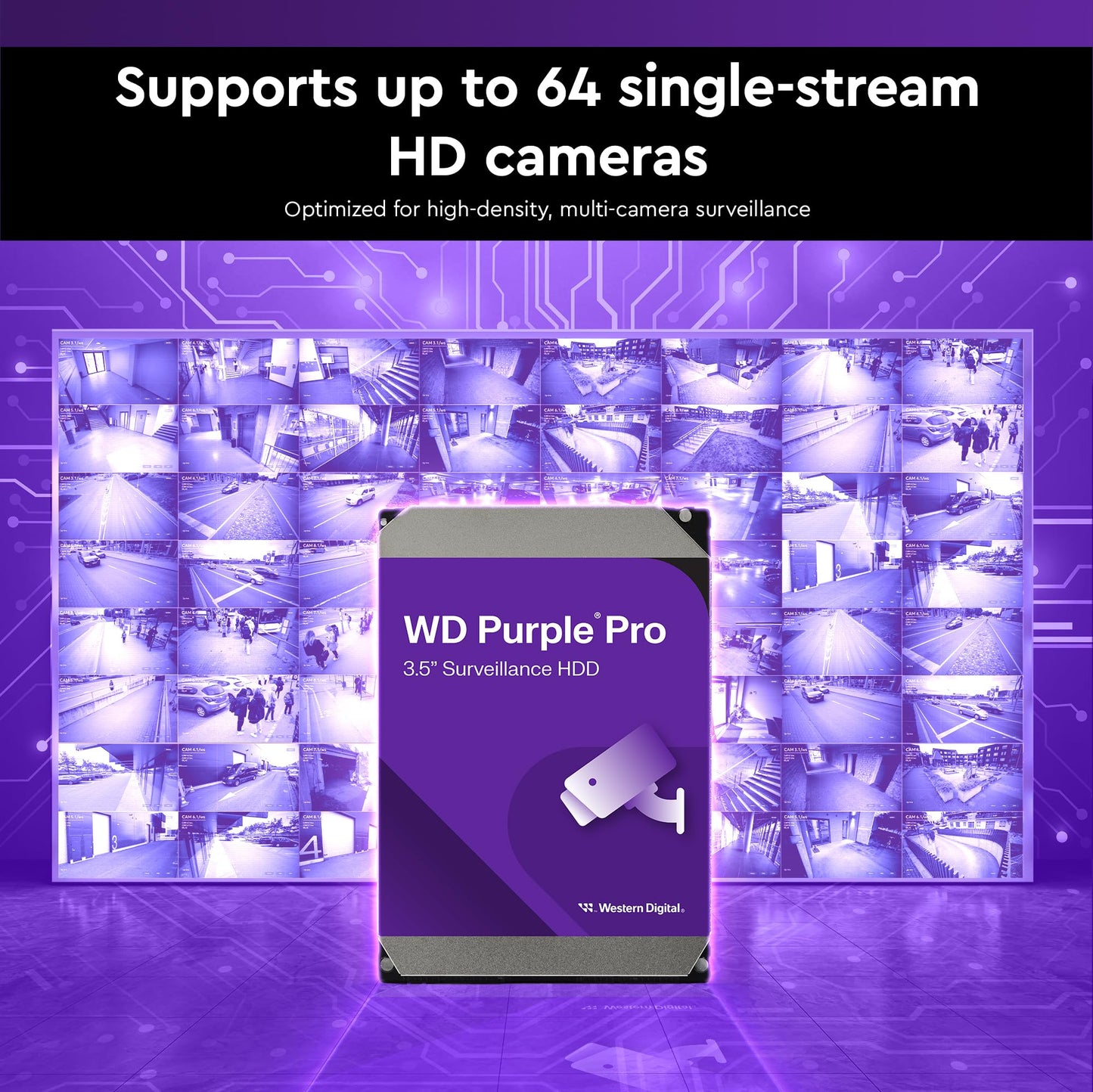 Western Digital 18TB WD Purple Pro Surveillance Internal Hard Drive HDD - SATA 6 Gb/s, 512 MB Cache, 3.5" - WD181PURP