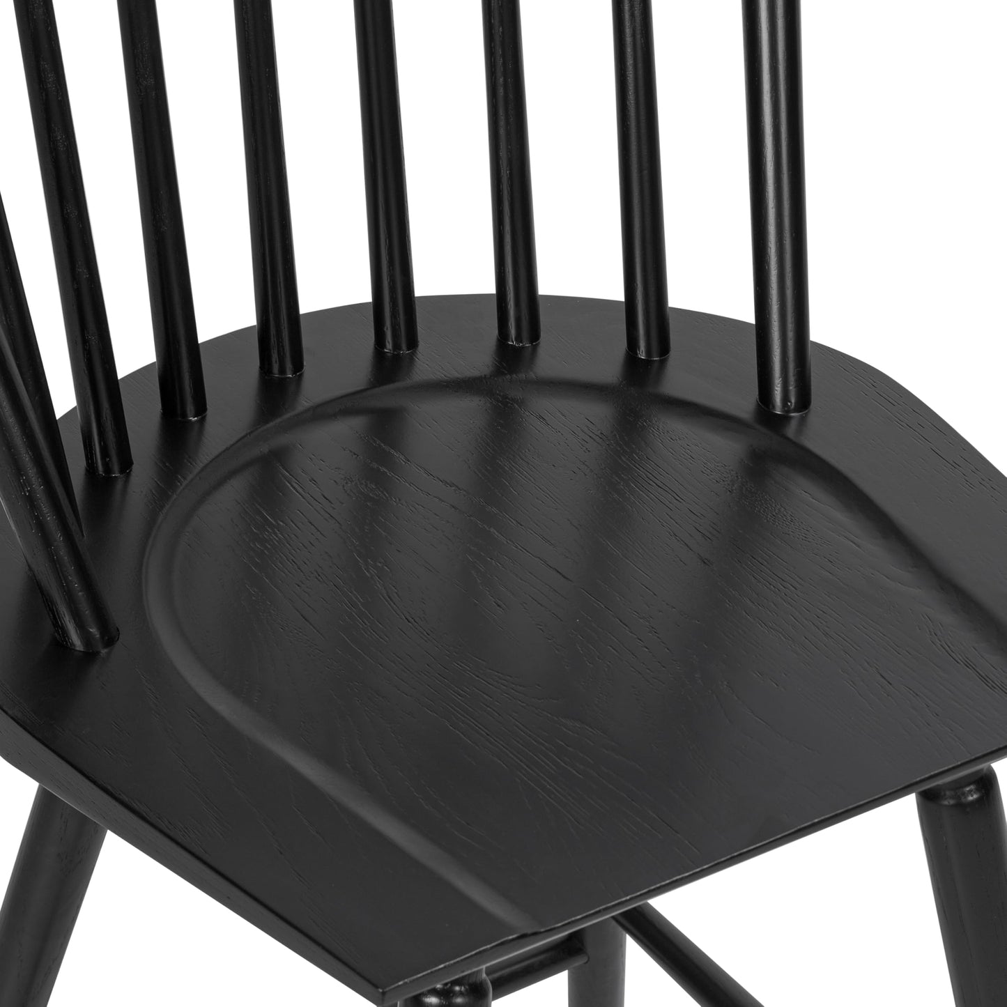 Poly & BARK Ligna Counter Stool in Black – Mid-Century Inspired Stool with Sculpted Spindle Back – Solid American Oak Frame and Engineered Wood Veneered Seat – Fully Assembled and Ready to Use