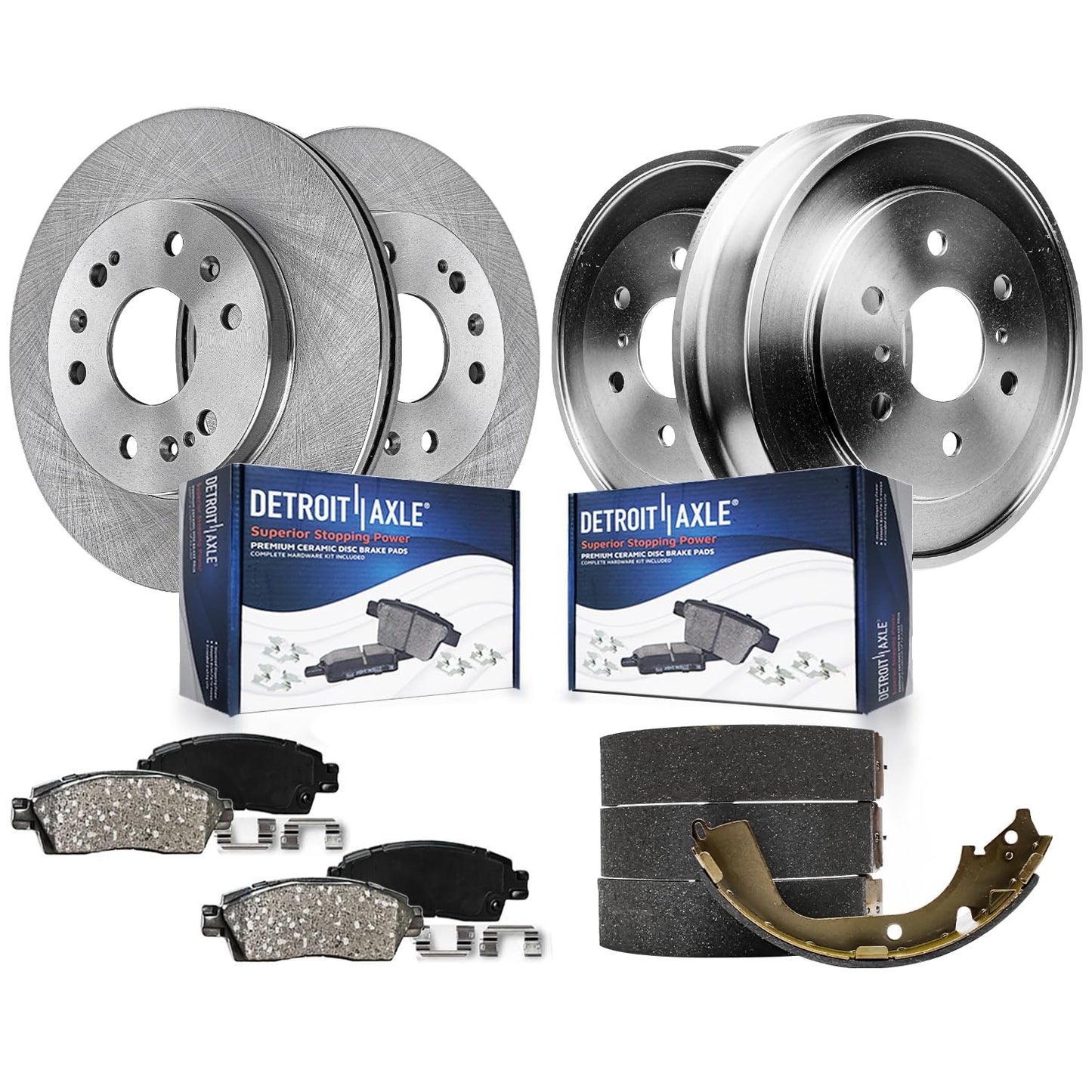 Detroit Axle - 2.4L Front & Rear Brake Kit for 2003-2007 Honda Accord | 11.10'' inch Front and 10.24'' inch Rear Disc Brake Rotors and Ceramic Brakes Pads 2004 2005 2006 Replacement