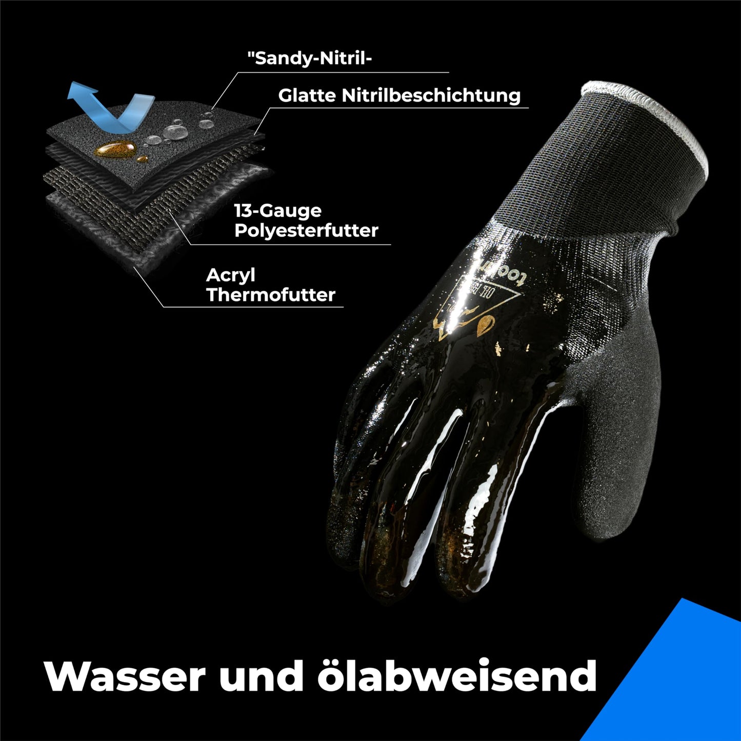 toolant 100% Waterproof Gloves for Men and Women, Winter Work Gloves for Cold Weather, Touchsreen, Thermal Gloves for Freezer Work, Fishing and Gardening, With Grip, Grey, X-Large