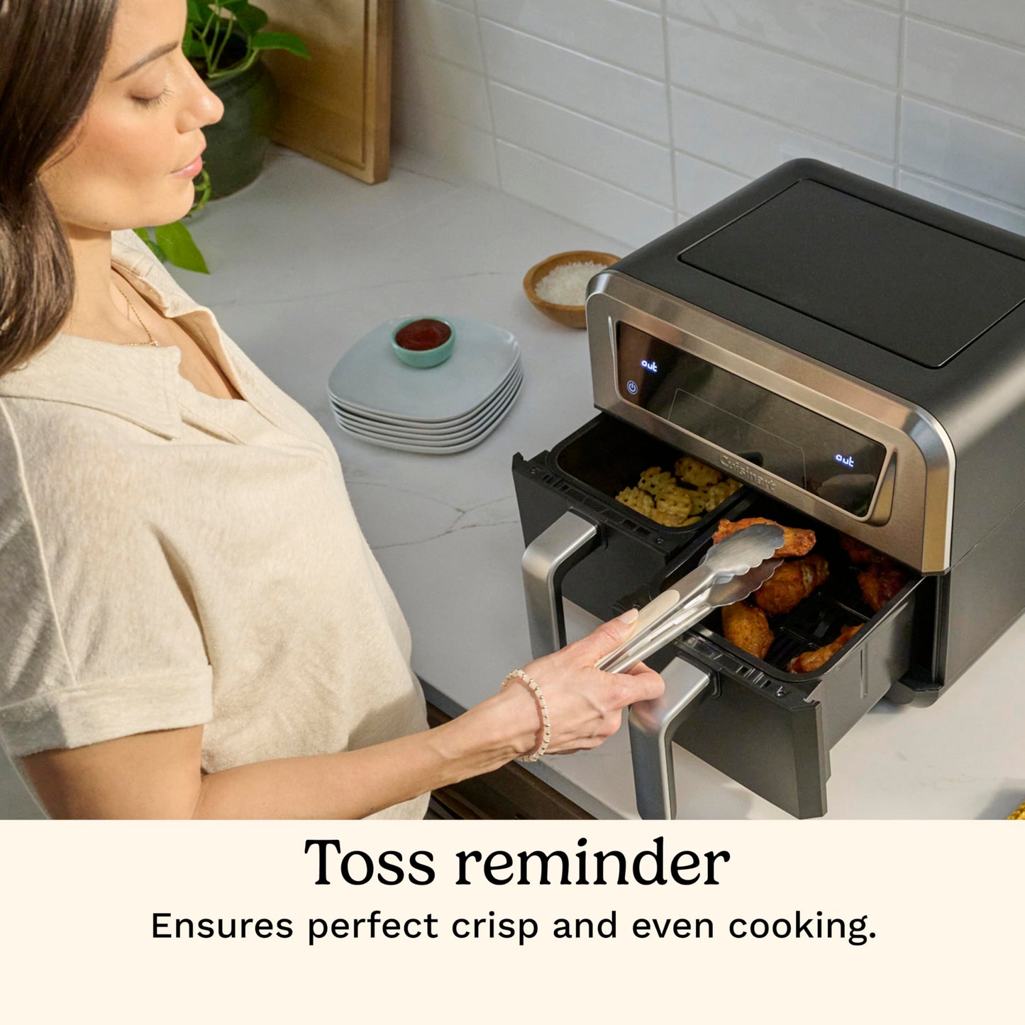 Cuisinart Dual Basket Air Fryer, Two Baskets 11 Qt in Total, 6 Functions: Air Fry, Roast, Bake, Broil, Dehydrate & Keep Warm, Features Sync Finish & Sync Settings, Toss Reminder & Auto-Pause, ADZ-112