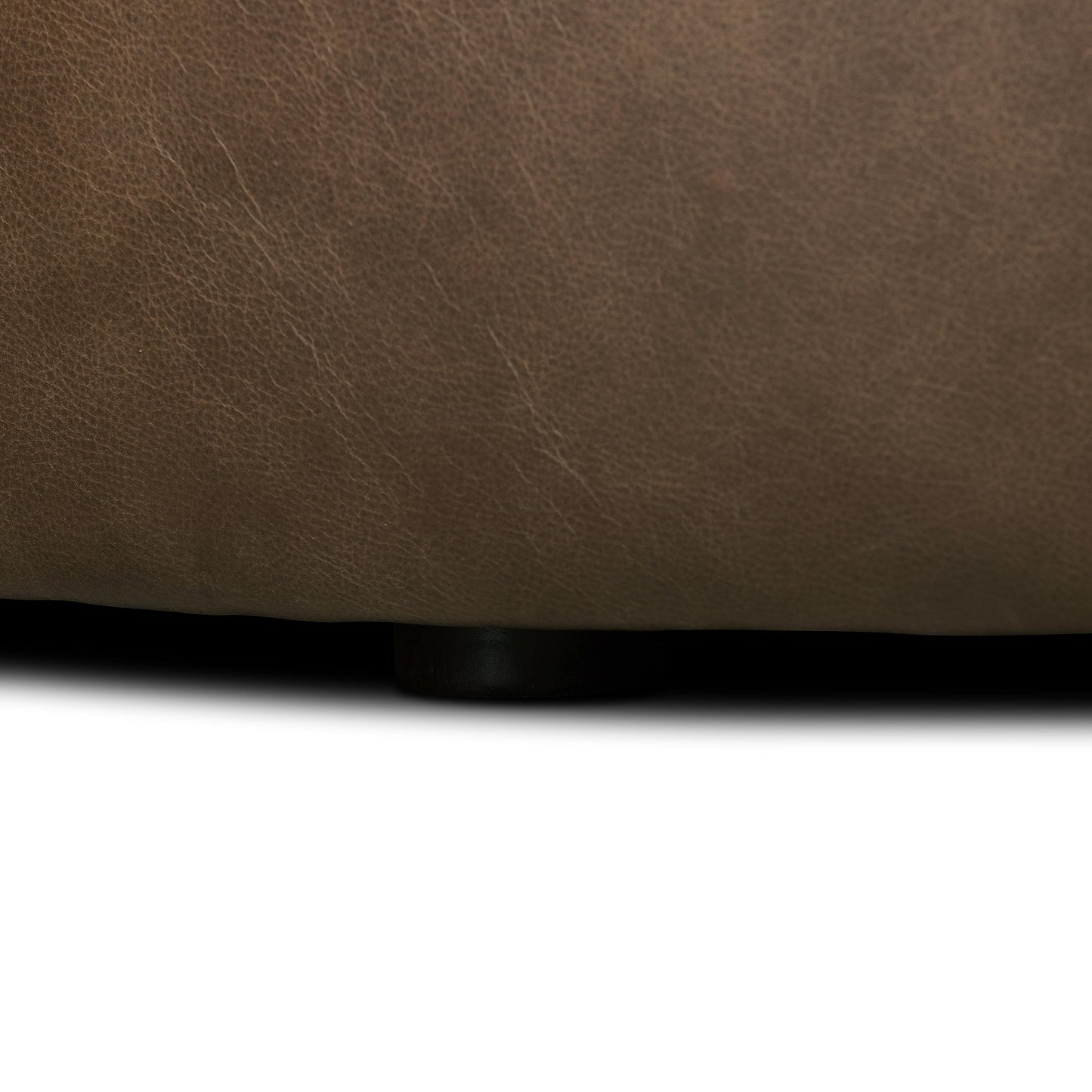 POLY & BARK Denver Ottoman – 43" Large Pouf with Feather-Down Topper – Full-Grain Leather Upholstered Pouf Ottoman for Living Room – Vintage Italian Leather in Cognac Tan