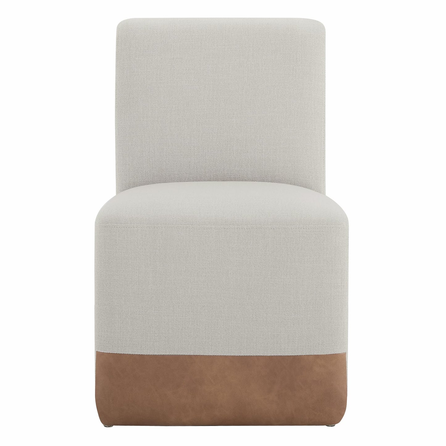 CHITA Dining Chairs with Casters Set of 2, FSC Certified Upholstered Armless Modern Rolling Dining Chairs with Rollers for Bedroom Reading Room Living Room, Fully Assembled, Linen
