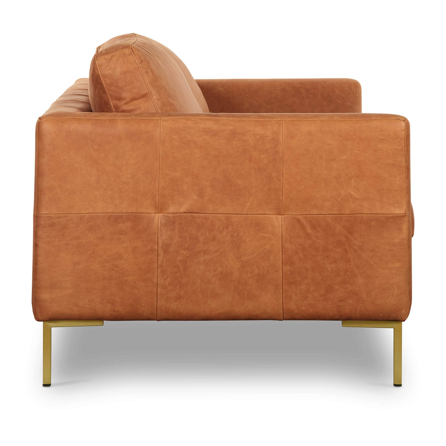 POLY & BARK Capa 96.5" Sofa – Chocolate Brown Full-Grain Pure-Aniline Italian Leather, Boxy Modern Design, Feather-Fiber Cushions, Solid Wood Frame