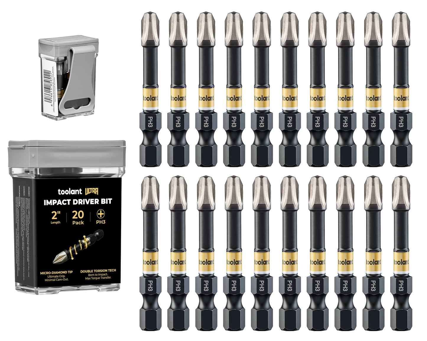 toolant Phillips Impact Screwdriver Bit Set 6 Inch PH2, 2 Pack Magnetic Anti Slip CNC Machined Tips Impact Steel X2 Driver Bit Set for Impact Driver