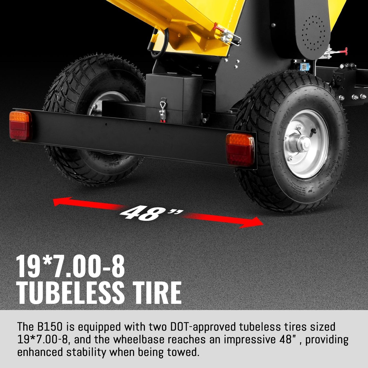 MechMaxx 6 inch ZONSEN 459cc 15hp E-Start Gas Powered 4-Wheels Wood Chipper Shredder Mulcher with Towbar/Tail Light/Emergency Stop Button/Stop Bar, Model B150 Red