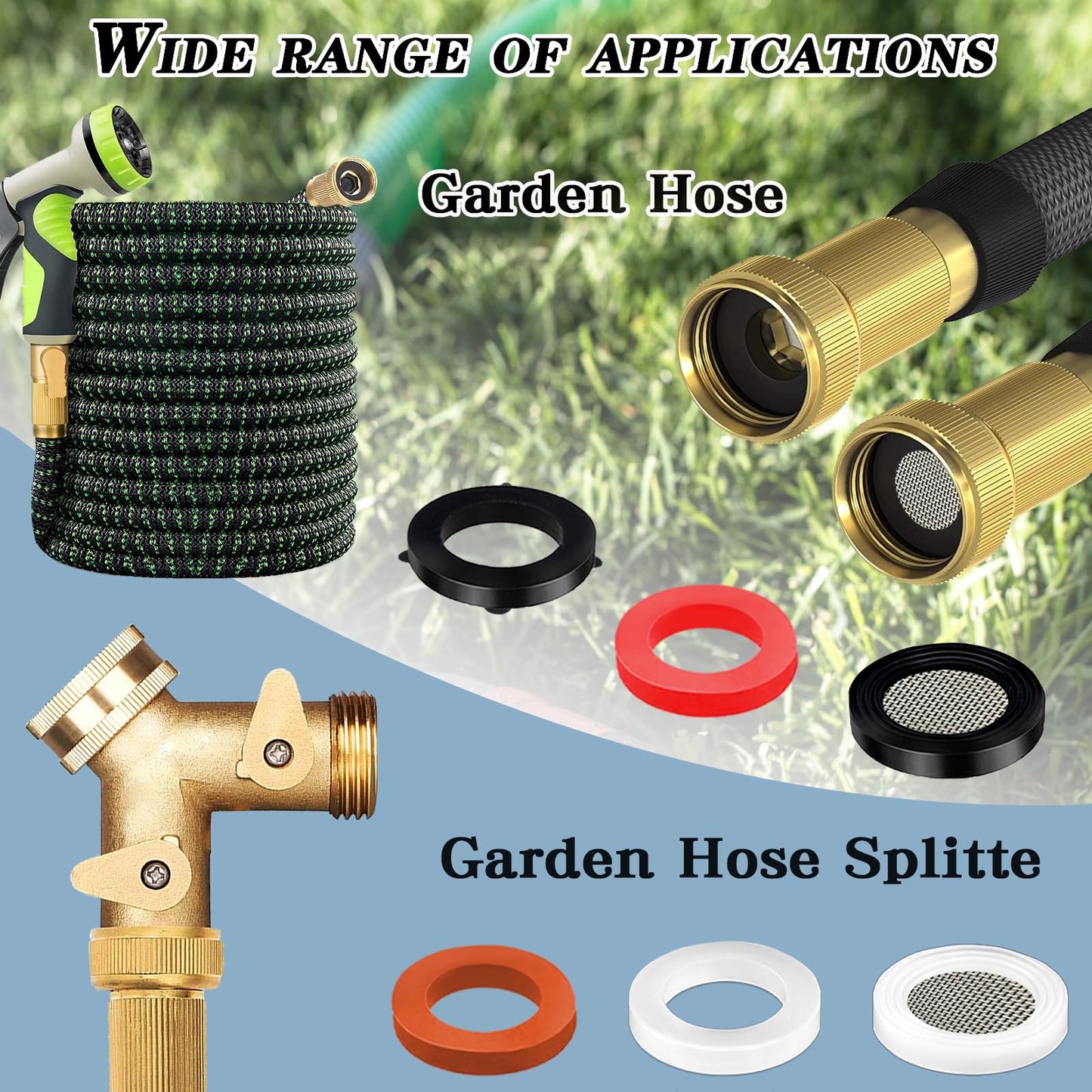 ZDBB 80 Pcs Garden Hose Gasket Rubber Seal, Fits All Standard 3/4 Inch Outdoor Hose Fittings with Heavy Duty Red and Black Self-Locking Tabs to Hold The Gasket Securely in The Fitting