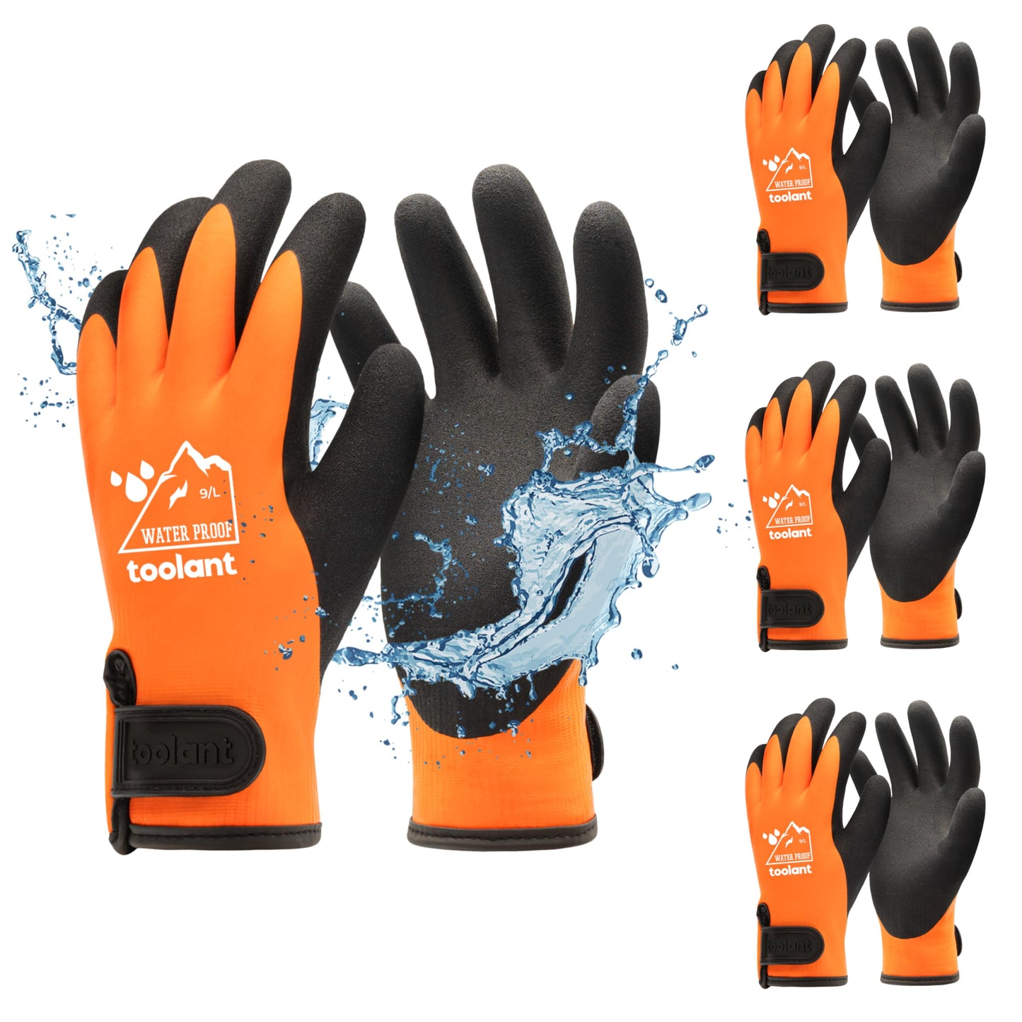 toolant 100% Waterproof Gloves for Men and Women, Winter Work Gloves for Cold Weather, Touchsreen, Thermal Gloves for Freezer Work, Fishing and Gardening, With Grip, Grey, X-Large