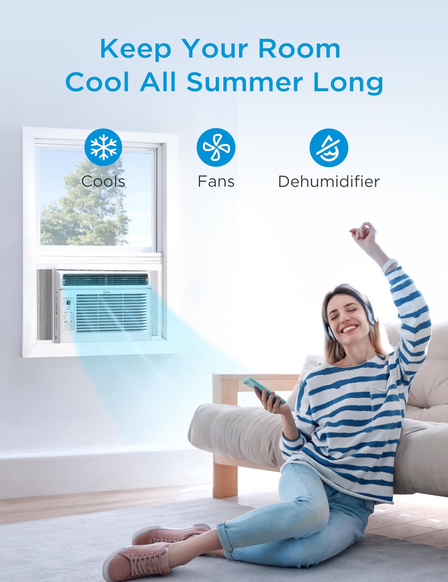 Midea 5,000 BTU EasyCool Small Window Air Conditioner - Cool up to 150 Sq. Ft. with Easy-to-Use Mechanical Controls and Reusable Filter, Perfect for Small Bedroom, Living Room, Home Office