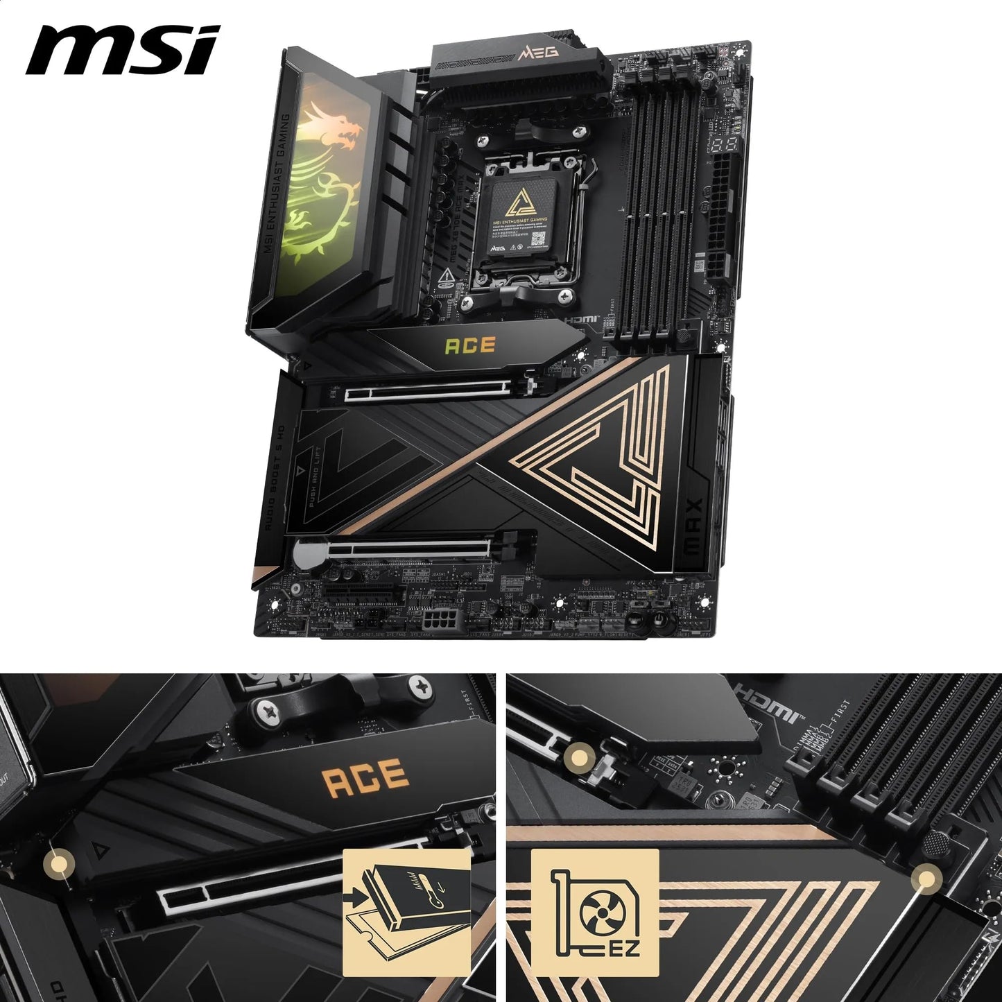 MSI MPG X870E Carbon WiFi Gaming Motherboard (AMD Ryzen 9000/8000/7000 Series Processors, AM5, DDR5, PCIe 5.0, M.2 Gen5, SATA 6Gb/s, USB 40Gbps, HDMI, Wi-Fi 7, Bluetooth 5.4, 5Gbps LAN, ATX)