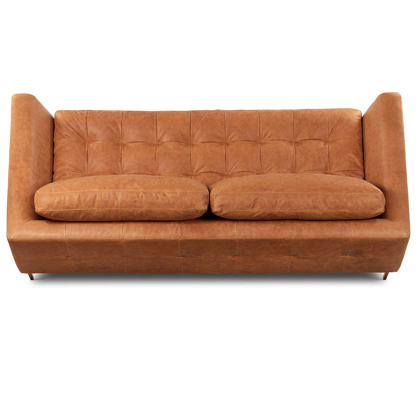 POLY & BARK Capa 96.5" Sofa – Chocolate Brown Full-Grain Pure-Aniline Italian Leather, Boxy Modern Design, Feather-Fiber Cushions, Solid Wood Frame