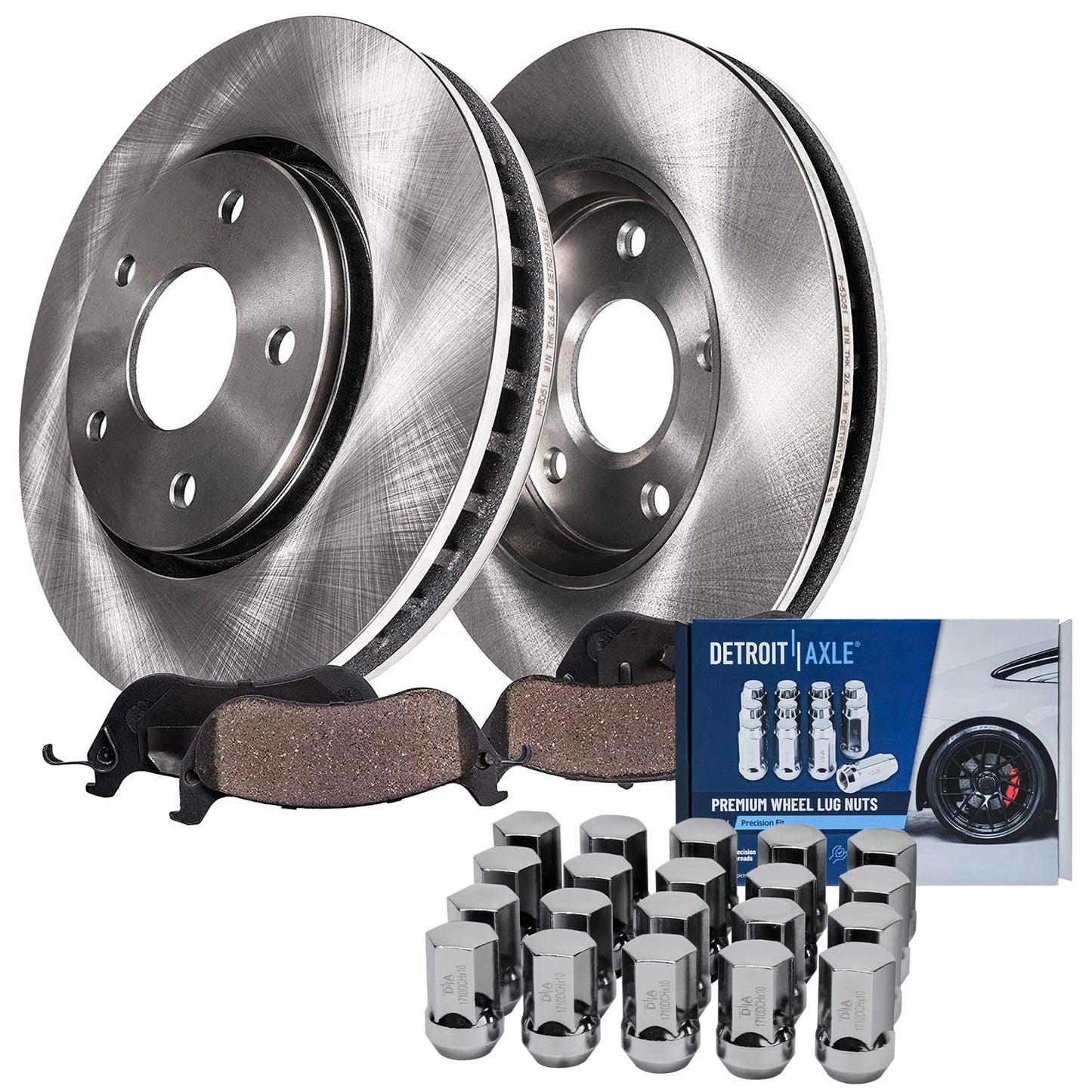 Detroit Axle - Kit de freno trasero para Dodge Grand Caravan Journey Chrysler Town & Country Frenos de repuesto Rotores y pastillas de freno de cerámica: Rotor de 12.91 pulgadas