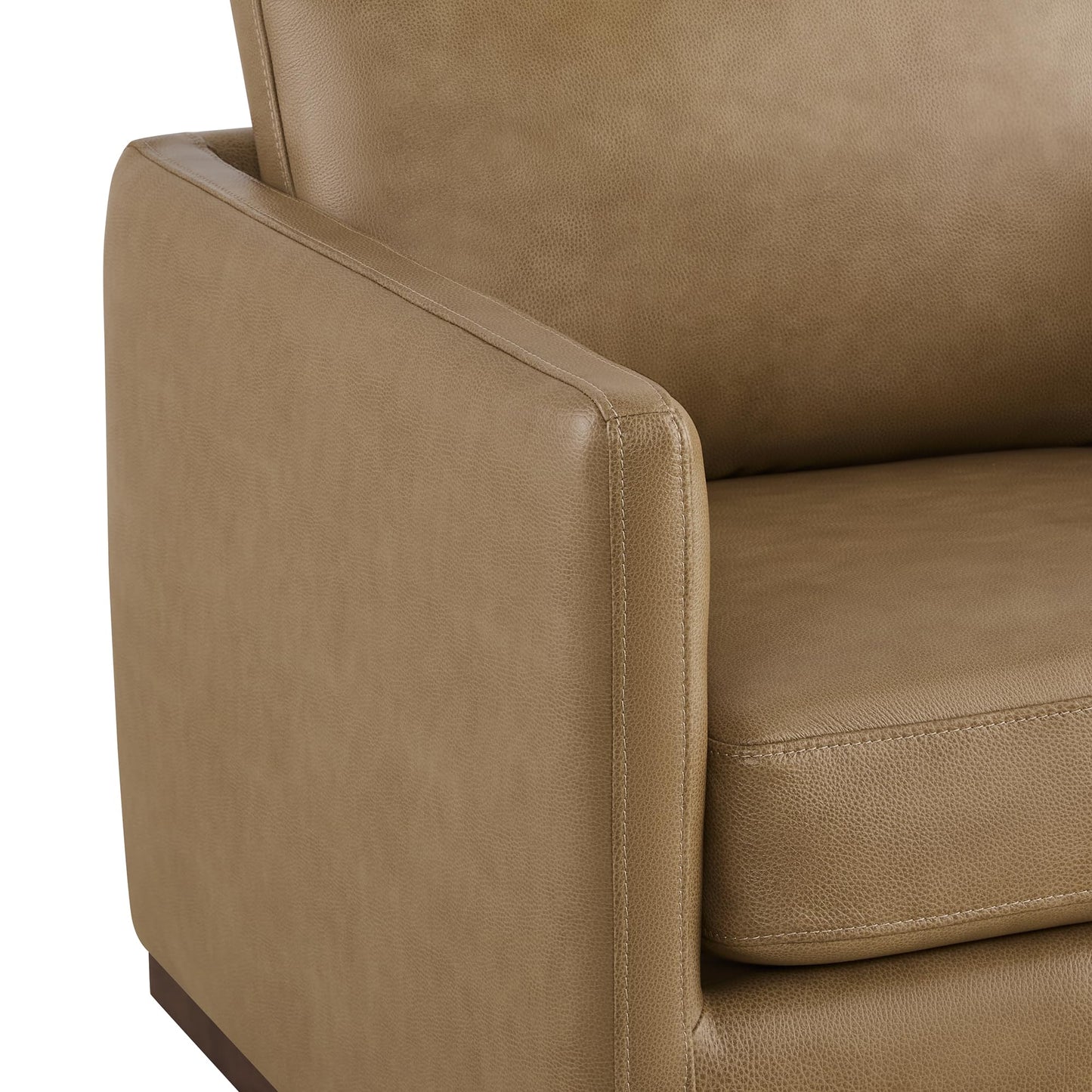 CHITA Genuine Leather Swivel Accent Chair, FSC Certified Mid Century Modern Arm Chair for Living Room and Bedroom, Fully Assembled, Saddle