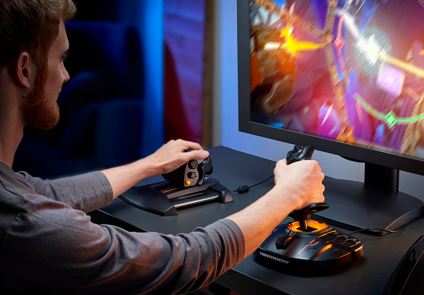 Thrustmaster T16000M FCS Space Sim Duo Combat Flight Sim Joystick - PC | Dual Hall-Effect sticks, 32 programable buttons, weighted bases, 8-way hat switch, 4 axes, twist rudder, integrated throttle
