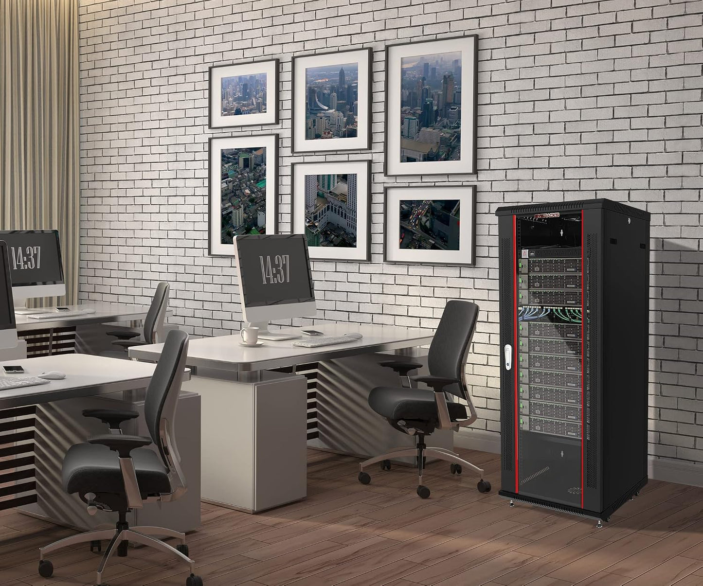 Sysracks 18U Wall Mount Av Server Network Rack 24 inch Deep Data Cabinet on Wheels - Cooling Fan - 2 Shelves - PDU - Casters - Dust Tight Cable Entries