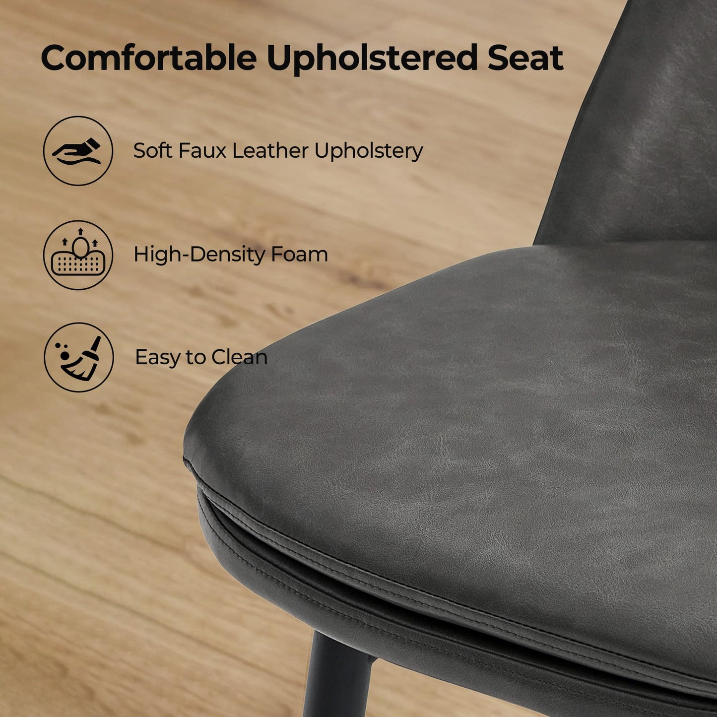 CHITA Swivel Bar Stools, 27.2" Counter Height Bar Stools Set of 3, FSC Certified Upholstered Modern Counter Stools, Metal Legs, Faux Leather, Saddle Brown