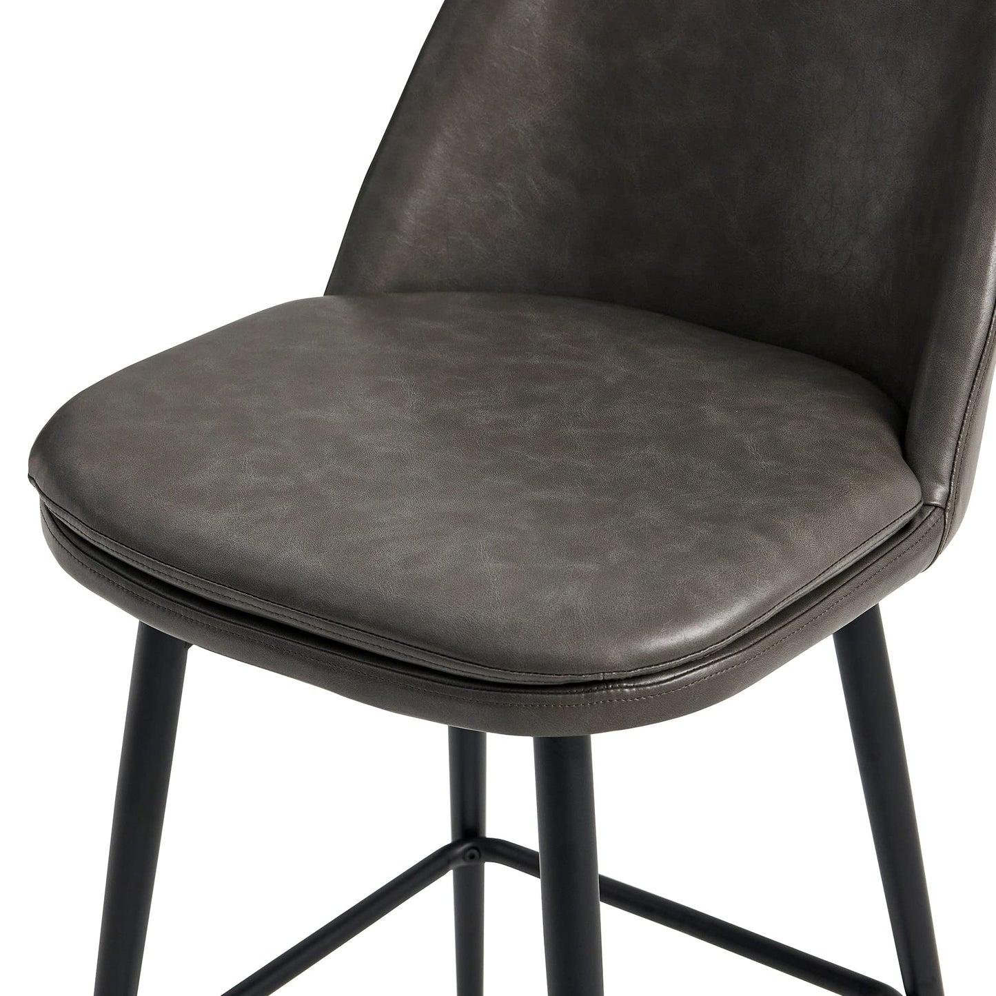 CHITA Swivel Bar Stools, 27.2" Counter Height Bar Stools Set of 3, FSC Certified Upholstered Modern Counter Stools, Metal Legs, Faux Leather, Saddle Brown