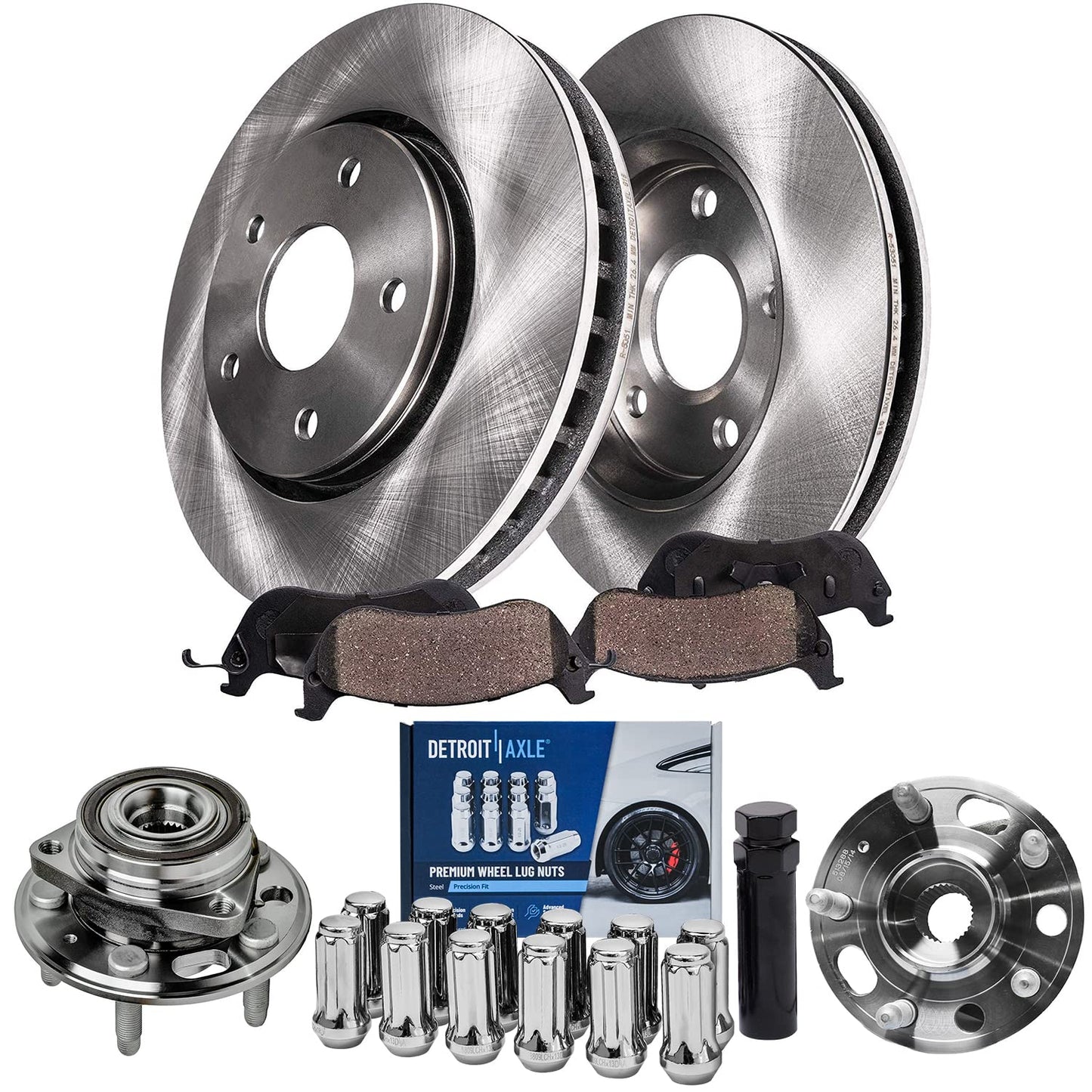 Detroit Axle - Brake Kit for 2013-2016 Kia Optima 2011-2015 Hyundai Sonata, Disc Brake Rotors Ceramic Brakes Pads Front and Rear 2014 Replacement