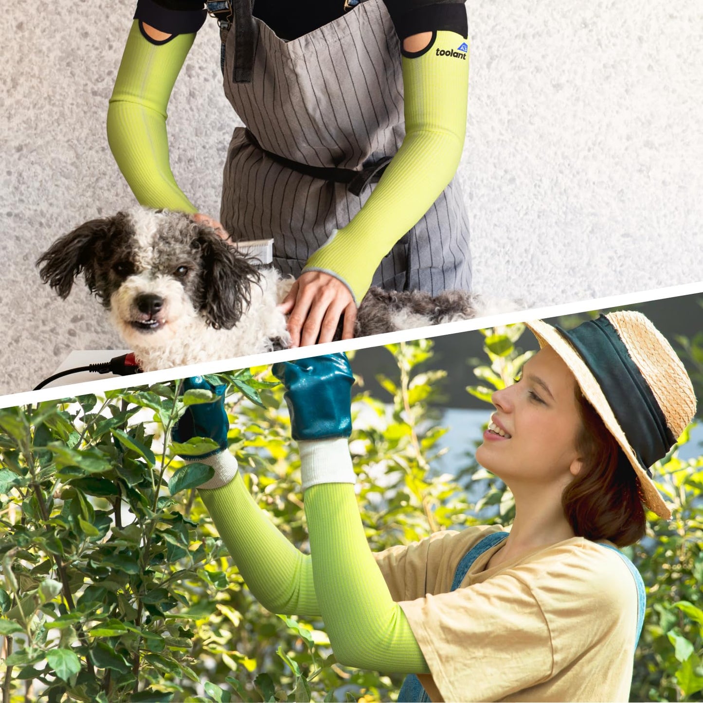 OriStout Cut Resistant Farmers Sleeves with Thumb Hole, Arm Protectors for Thin Skin and Bruising, for Gardening, Welding, Kitchen, Arm Guards for Biting, Pet Grooming, Grey, 1 Pair