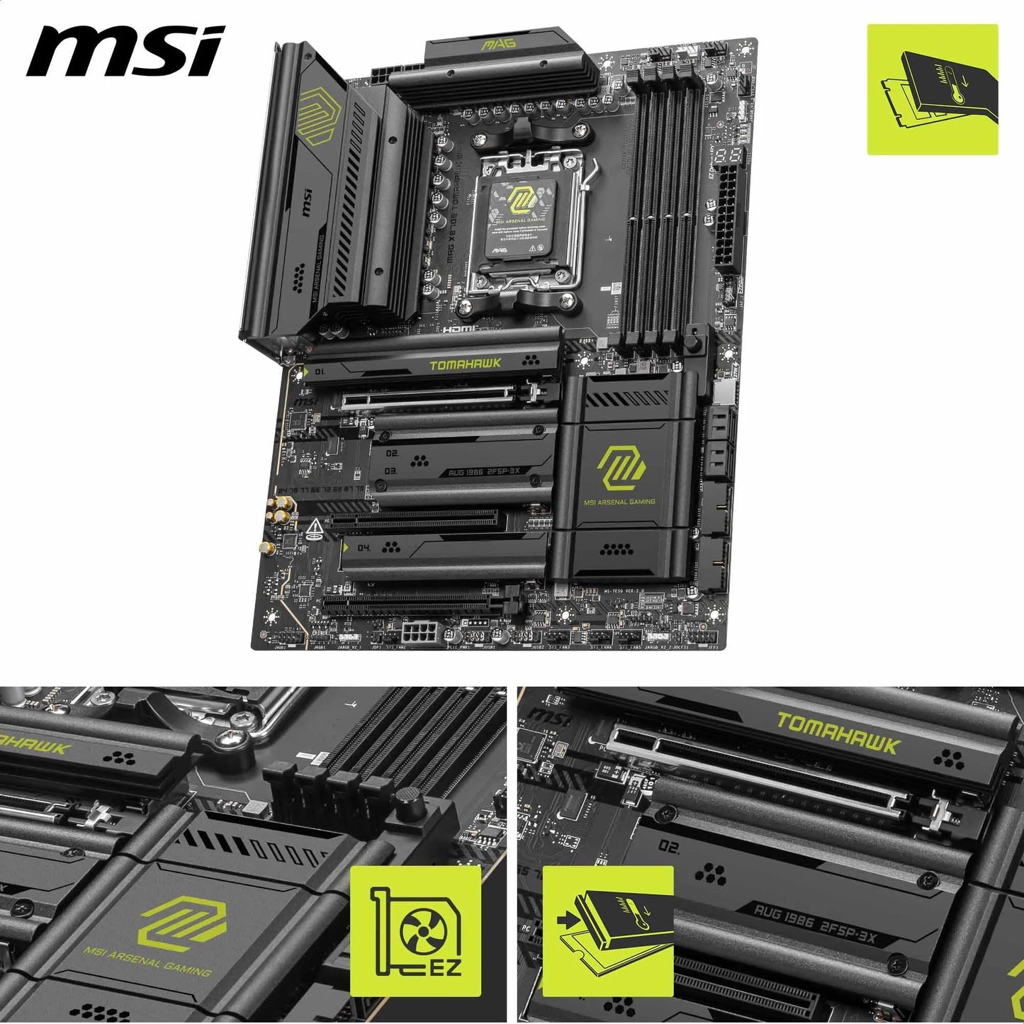 MSI MPG X870E Carbon WiFi Gaming Motherboard (AMD Ryzen 9000/8000/7000 Series Processors, AM5, DDR5, PCIe 5.0, M.2 Gen5, SATA 6Gb/s, USB 40Gbps, HDMI, Wi-Fi 7, Bluetooth 5.4, 5Gbps LAN, ATX)