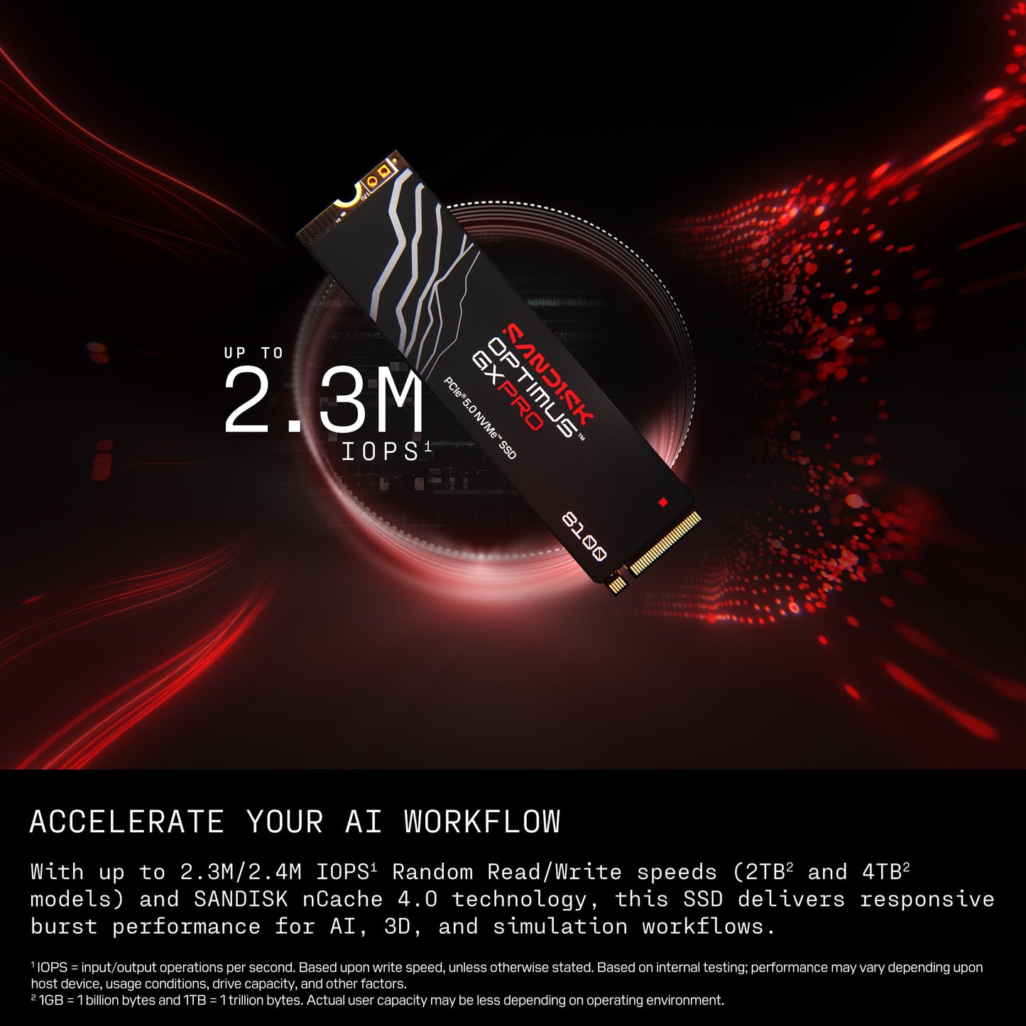 SANDISK 2TB Optimus GX PRO 8100 PCIe 5.0 NVMe SSD - M.2 2280, Up to 14,900 MB/s Read Speed, Lightning-Fast Performance - SDSP82200TAN