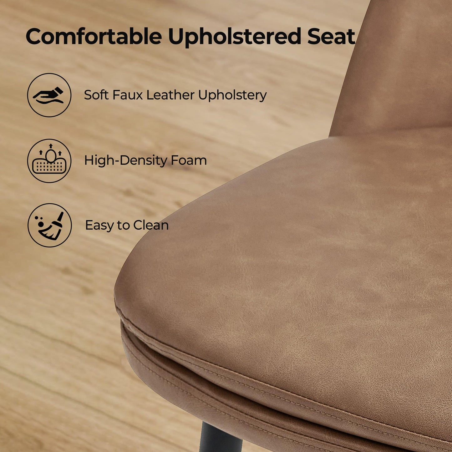 CHITA Swivel Bar Stools, 27.2" Counter Height Bar Stools Set of 3, FSC Certified Upholstered Modern Counter Stools, Metal Legs, Faux Leather, Saddle Brown