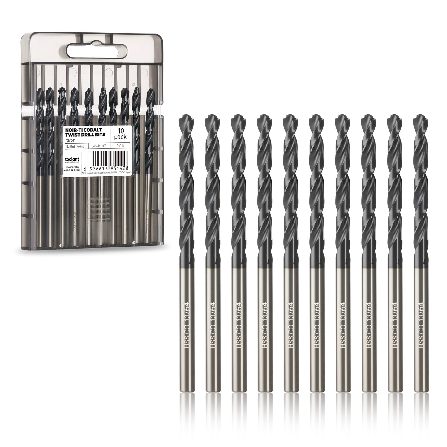 toolant 3/8" Cobalt Drill Bit Set(Pro) Titanium Aluminum Nitride Coated (TiAlN) with Bullet Point Tip, 5-Piece Bulk