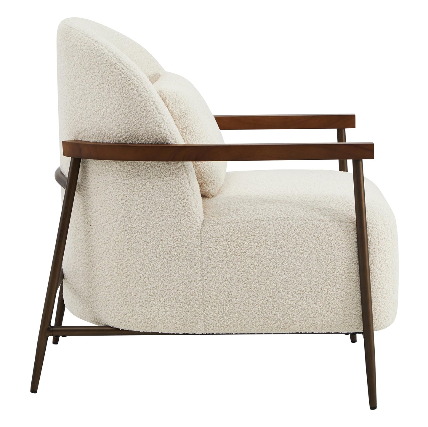 CHITA Accent Chair for Living Room Set of 2, FSC Certified Modern Upholstered Faux Sherpa Fabric Armchair with Metal Frame and Wooden Armrests, Camel