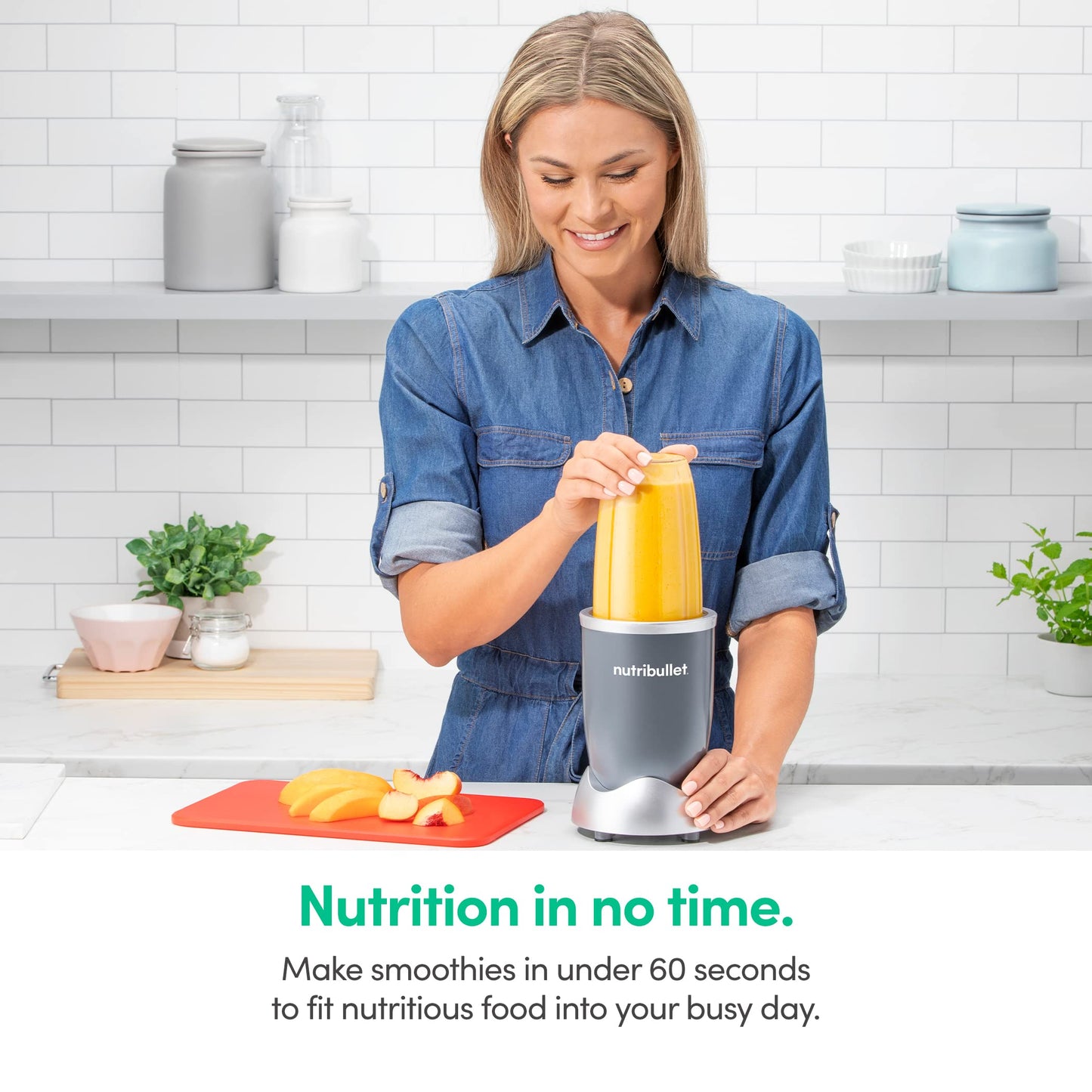 Nutribullet Personal Blender, Shakes, Smoothies, Food Prep, and Frozen Blending, 24 Ounces, 600 Watt, Dark Gray, NBR-0601WM