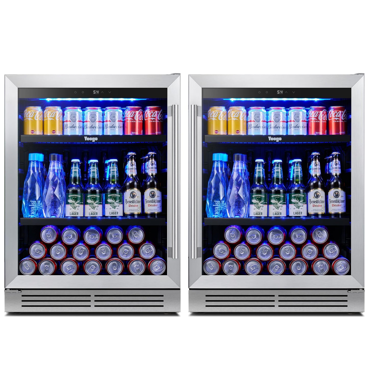 Yeego Beverage Refrigerator & Drink Fridge - 24 inch 180 Cans Beer Cooler Glass Door, 34-54℉ Under Counter Refrigerator Built-in for Drink Soda Wine for Bar Office Bedroom