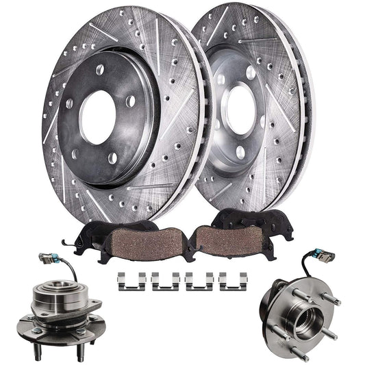 Detroit Axle - Rear Brake Kit for 1999-2006 Chevy GMC Sierra Silverado 1500, 00-01 Tahoe Yukon, 03-05 Astro Safari Replacement Drilled Slotted Disc Brake Rotors Ceramic Brakes Pads: 12.78" inch Rotor