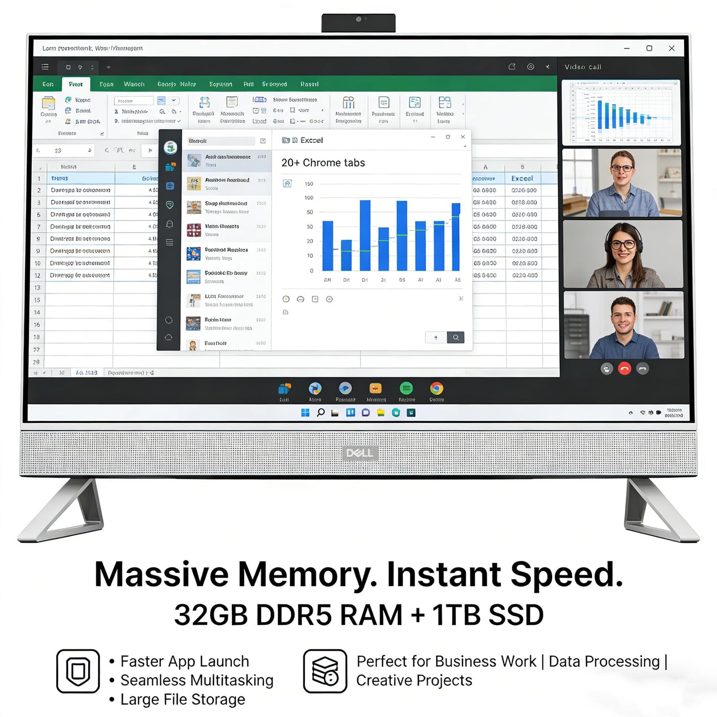 Dell All-in-One 27" Desktop - 27 inch FHD Touchscreen, Intel Core 7 150U (Up to 5.4GHz), NVIDIA GeForce MX570A, 32GB DDR5 RAM, 1TB SSD, Windows 11 Pro for Office & Home Work - White