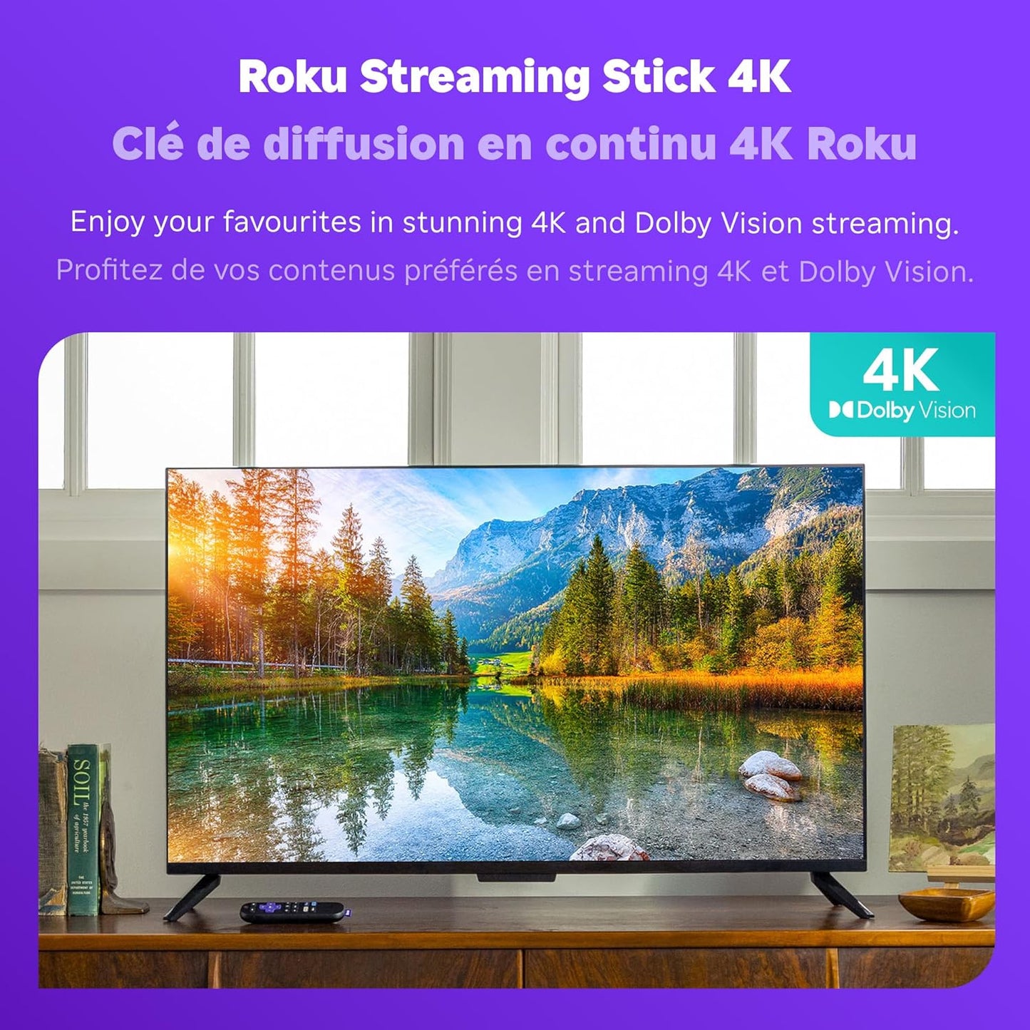 Roku Streaming Stick 4K | Streaming Device 4K/HDR/Dolby Vision with Voice Remote with TV Controls and Long-Range Wi-Fi (Renewed)