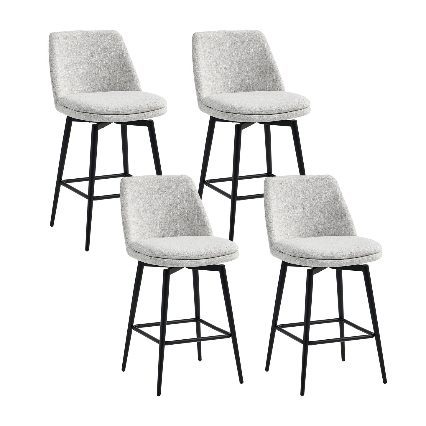 CHITA Swivel Bar Stools, 27.2" Counter Height Bar Stools Set of 3, FSC Certified Upholstered Modern Counter Stools, Metal Legs, Faux Leather, Saddle Brown