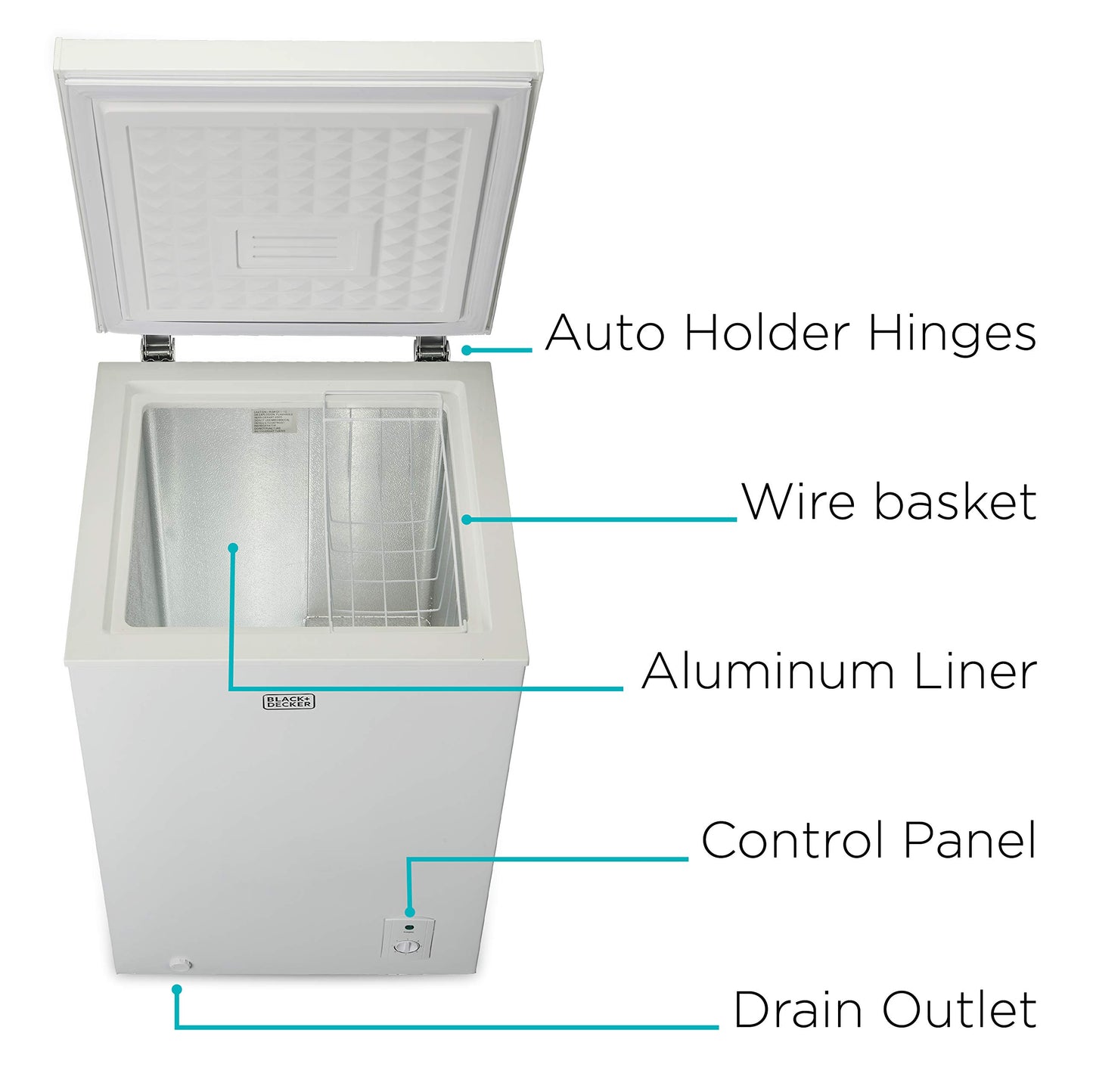 BLACK+DECKER 19.8 Cu. Ft. Chest Freezer, Deep Freezer with Top Opening, Freezer Chest with 2 Removable Storage Baskets, Mechanical Temperature Control, Manual Defrost, R600a Refrigerant,BCF1980E,White
