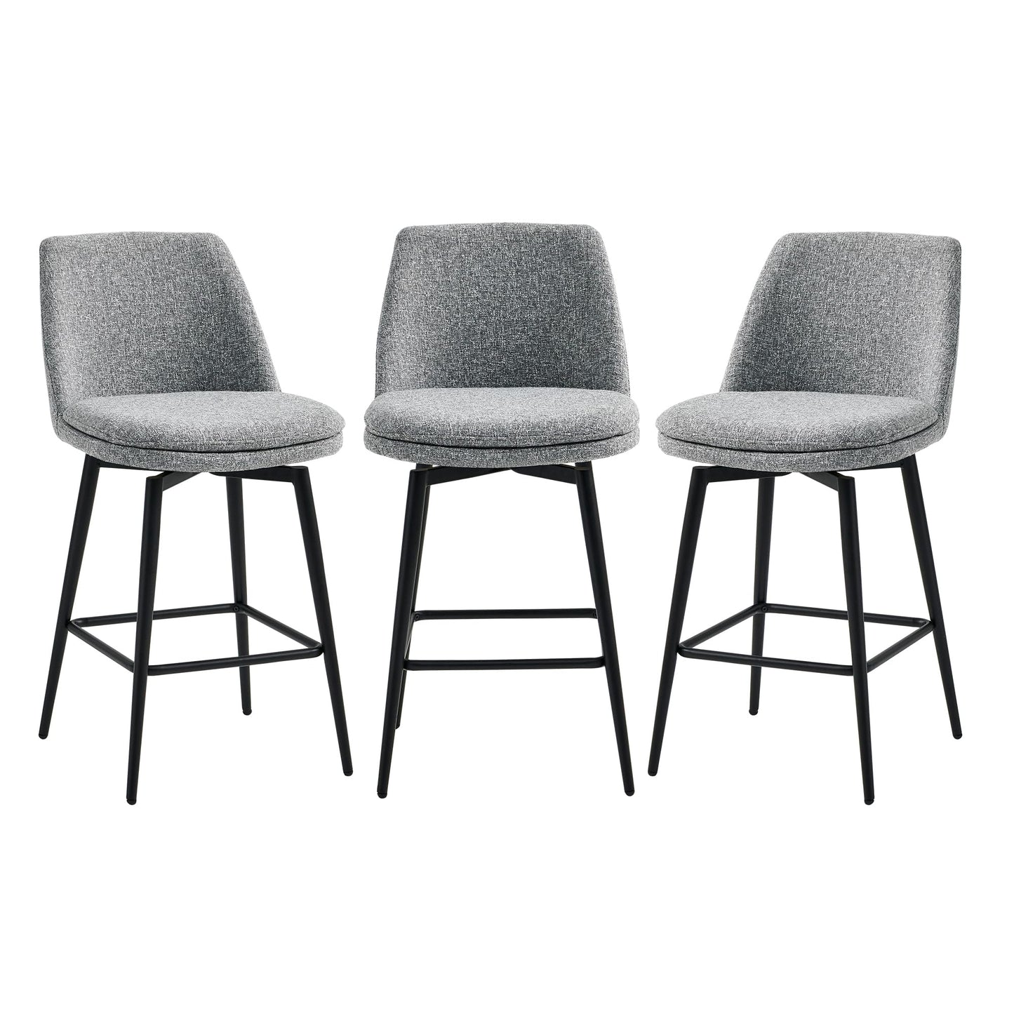 CHITA Swivel Bar Stools, 27.2" Counter Height Bar Stools Set of 3, FSC Certified Upholstered Modern Counter Stools, Metal Legs, Faux Leather, Saddle Brown