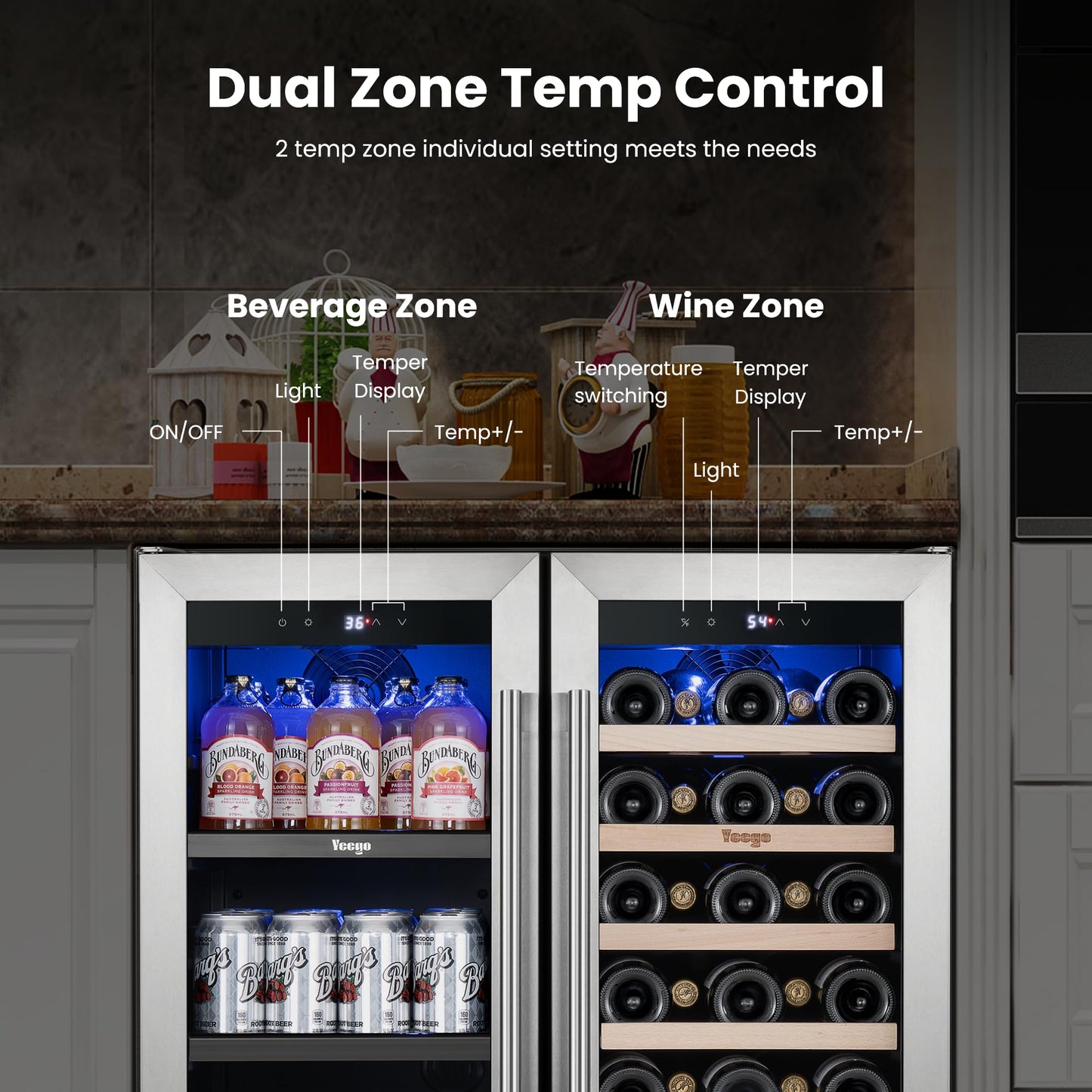 Yeego 24 Inch Wine Fridge Cooler - 52 Bottles Wine Cooler with Glass Door, 40-65℉ Built-In or Freestanding Refrigerator, Under Counter Wine Fridge for Kitchen Bar Office (Left-Hinged)