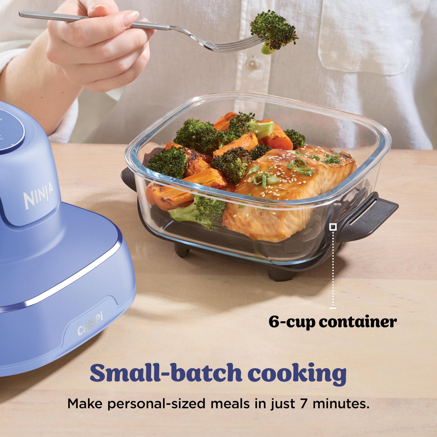 Ninja Crispi 4-in-1 Glass Air Fryer | With Non-Toxic 4QT & 6-Cup Glass Containers & Lids | Microwave, Freezer, Dishwasher Safe | 450°F Max Temp |1500 Watt | Stone | FN101ST