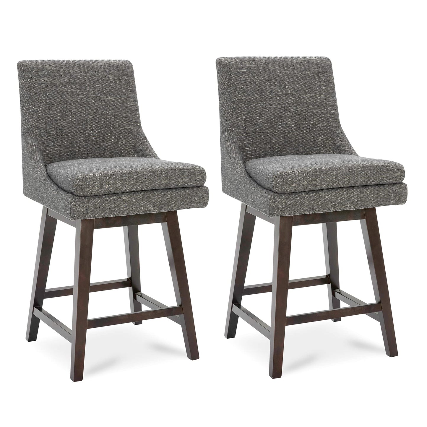 CHITA Bar Height Swivel Barstool with Back Set of 2, FSC Certified Upholstered Bar Stool, 30.7" H Seat Height, Fabric in Ivory