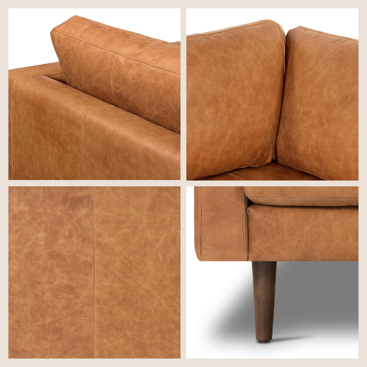 POLY & BARK Napa 82" Leather Pull‑Out Sleeper Sofa – Full‑Grain Italian Leather Upholstery,Tri‑Layer Mattress & Storage Console –Sophisticated Multi‑Functional Sofa Bed for Living Rooms & Guest Spaces