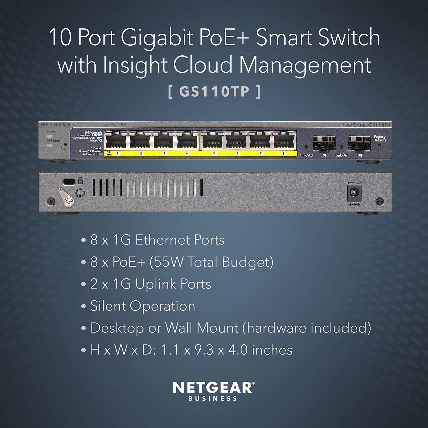 NETGEAR 52-Port PoE Gigabit Ethernet Smart Switch (GS752TPP) - Managed, Optional Insight Cloud Management, 48 x PoE+ @ 760W, 4 x 1G SFP, Desktop or Rackmount
