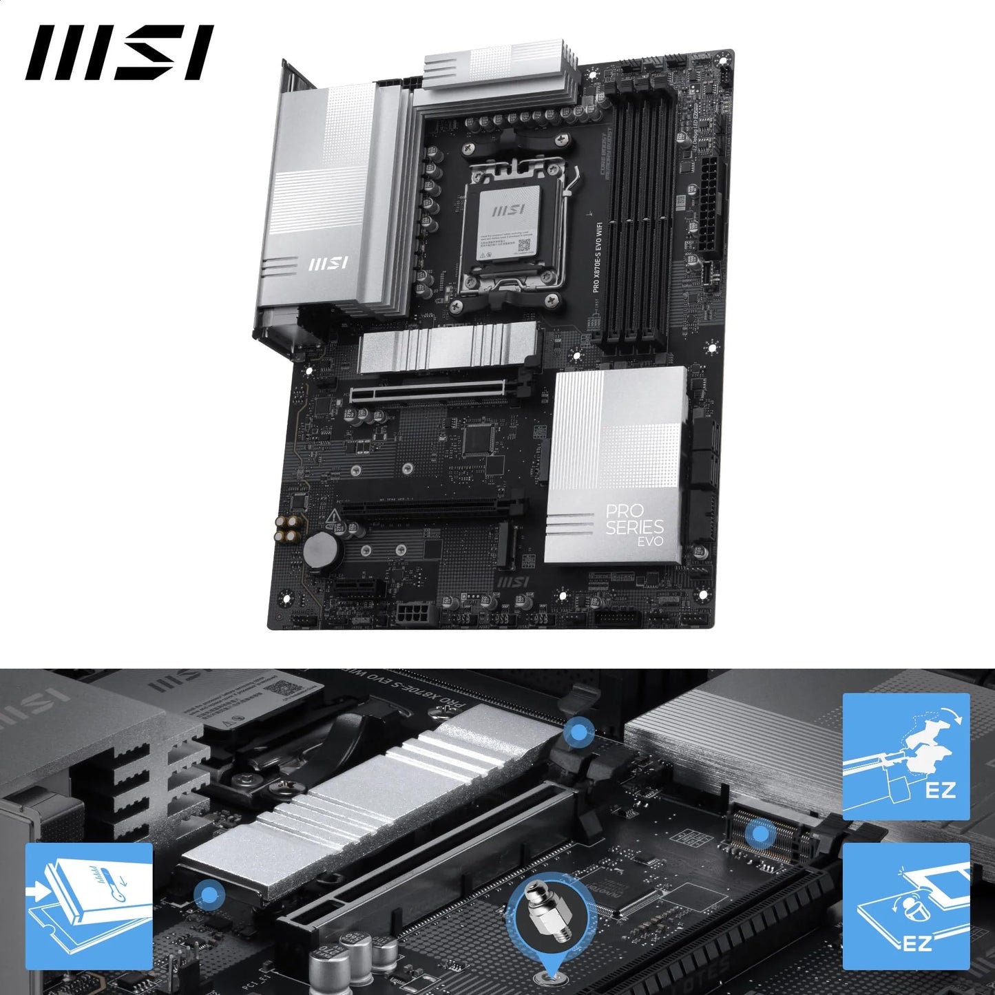 MSI MPG X870E Carbon WiFi Gaming Motherboard (AMD Ryzen 9000/8000/7000 Series Processors, AM5, DDR5, PCIe 5.0, M.2 Gen5, SATA 6Gb/s, USB 40Gbps, HDMI, Wi-Fi 7, Bluetooth 5.4, 5Gbps LAN, ATX)