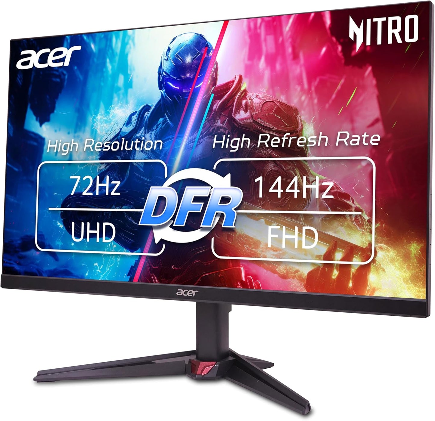 acer Nitro 27” 4K UHD 3840 x 2160 Gaming IPS Monitor | AMD FreeSync | Up to 72Hz Refresh Rate with DFR to FHD 144Hz | Up to 0.5ms | 1 x Display Port 1.4 & 2 x HDMI 2.0 Ports | VG270K L1bmiipx