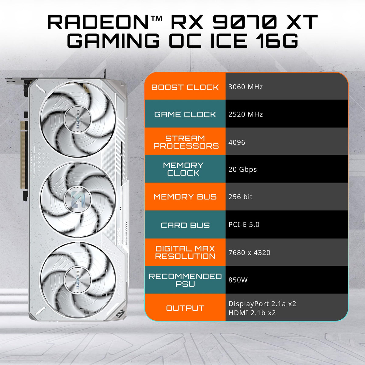 GIGABYTE Radeon RX 9070 XT Gaming OC 16G Graphics Card, PCIe 5.0, 16GB GDDR6, GV-R9070XTGAMING OC-16GD Video Card
