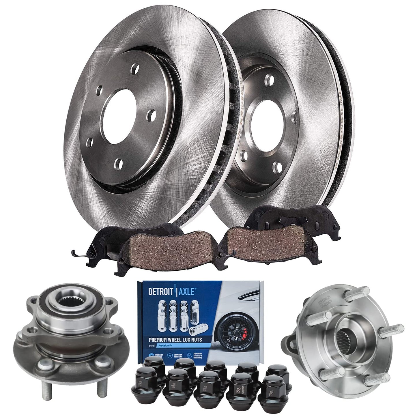 Detroit Axle - Brake Kit for 11-20 Toyota Sienna, 14-19 Highlander, 10-15 Lexus RX350 RX450h Disc Brake Rotors and Ceramic Brakes Pads Front and Rear Replacement : 12.91 in Front/12.17 in Rear Rotor