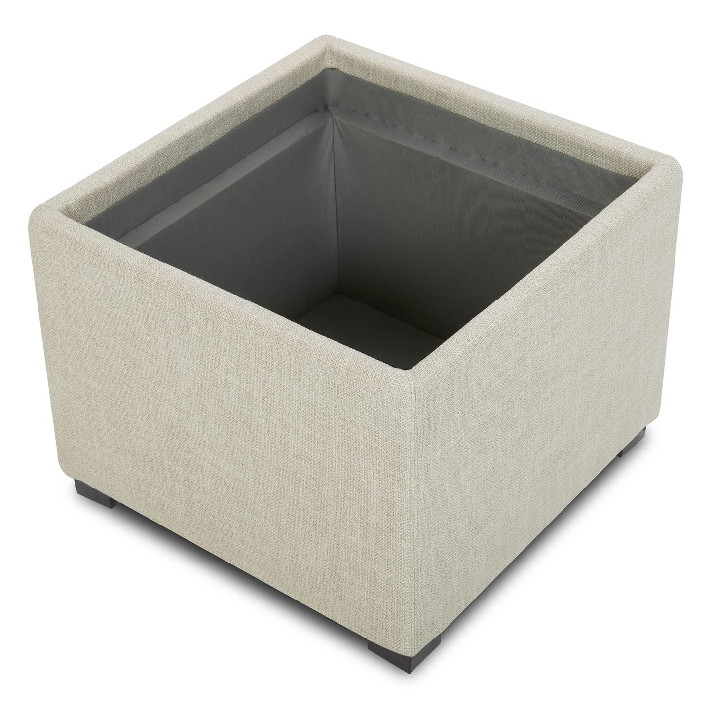 CHITA Storage Ottoman Cube with Tray Lid, Small Footstool with Storage, Square End Table for Living Room and Bedroom, Faux Leather in Saddle Brown
