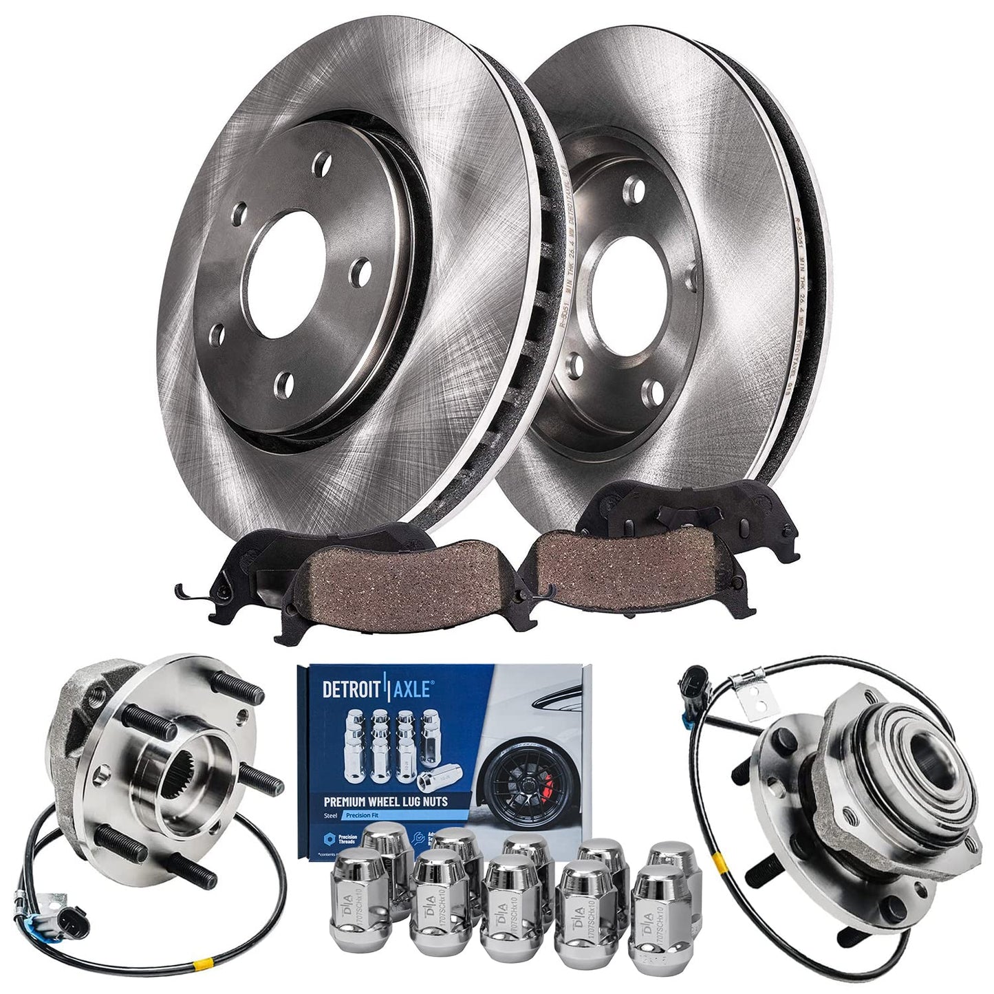 Detroit Axle - Brake Kit for 07-11 Toyota Camry 08-12 Avalon 07-12 Lexus ES350 Replacement 2008 2009 2010 2011, 11.65" inch Front and 11.06" inch Rear Disc Brake Rotors and Ceramic Brakes Pads