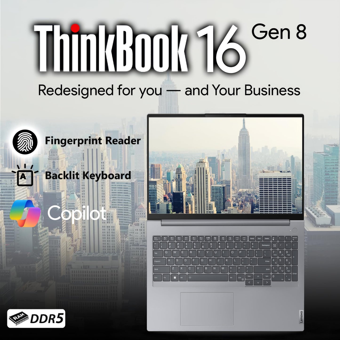 Lenovo ThinkBook 16 G7 Business Laptop, 16” FHD+, AMD Ryzen 7 7735HS, 32GB DDR5, 1TB NVMe, WiFi 6E + BT, Backlit KB, Fingerprint Reader, HD Webcam, Win 11 Pro