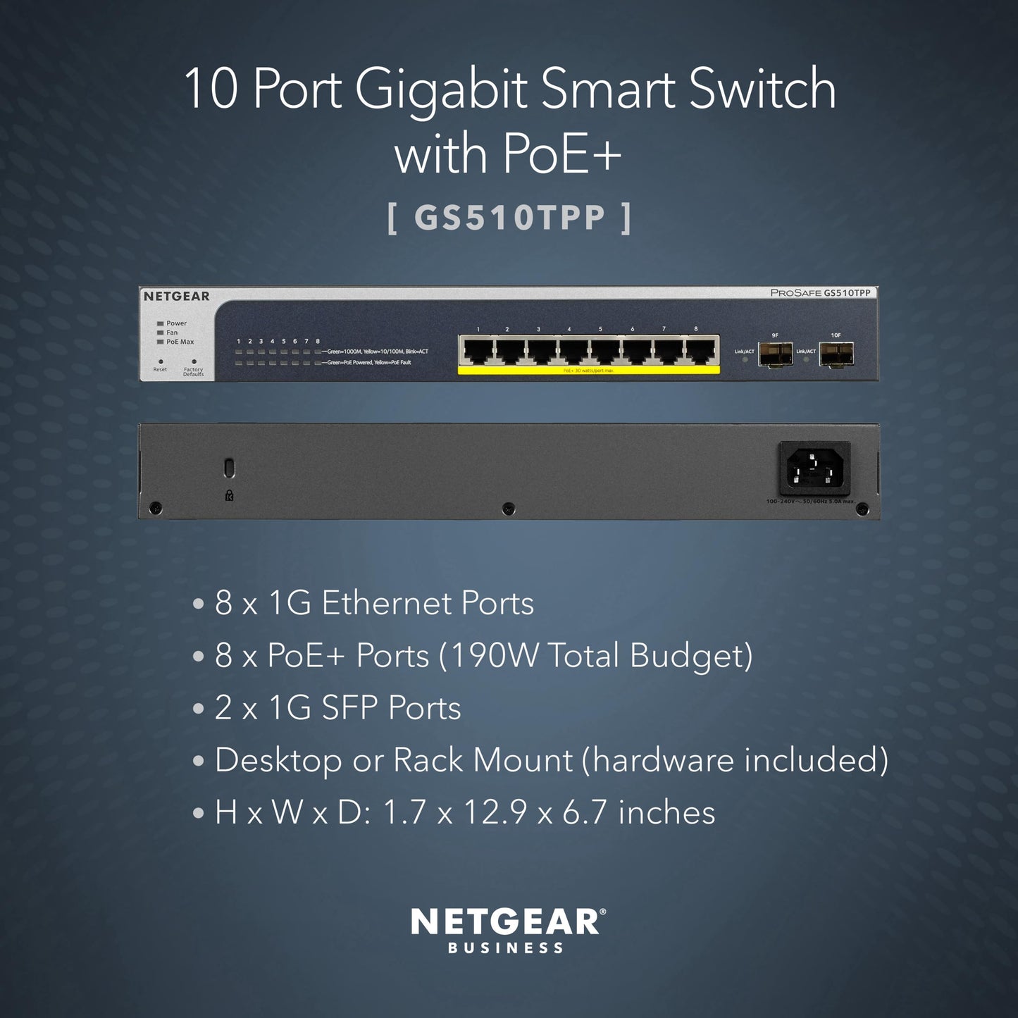 NETGEAR 52-Port PoE Gigabit Ethernet Smart Switch (GS752TPP) - Managed, Optional Insight Cloud Management, 48 x PoE+ @ 760W, 4 x 1G SFP, Desktop or Rackmount